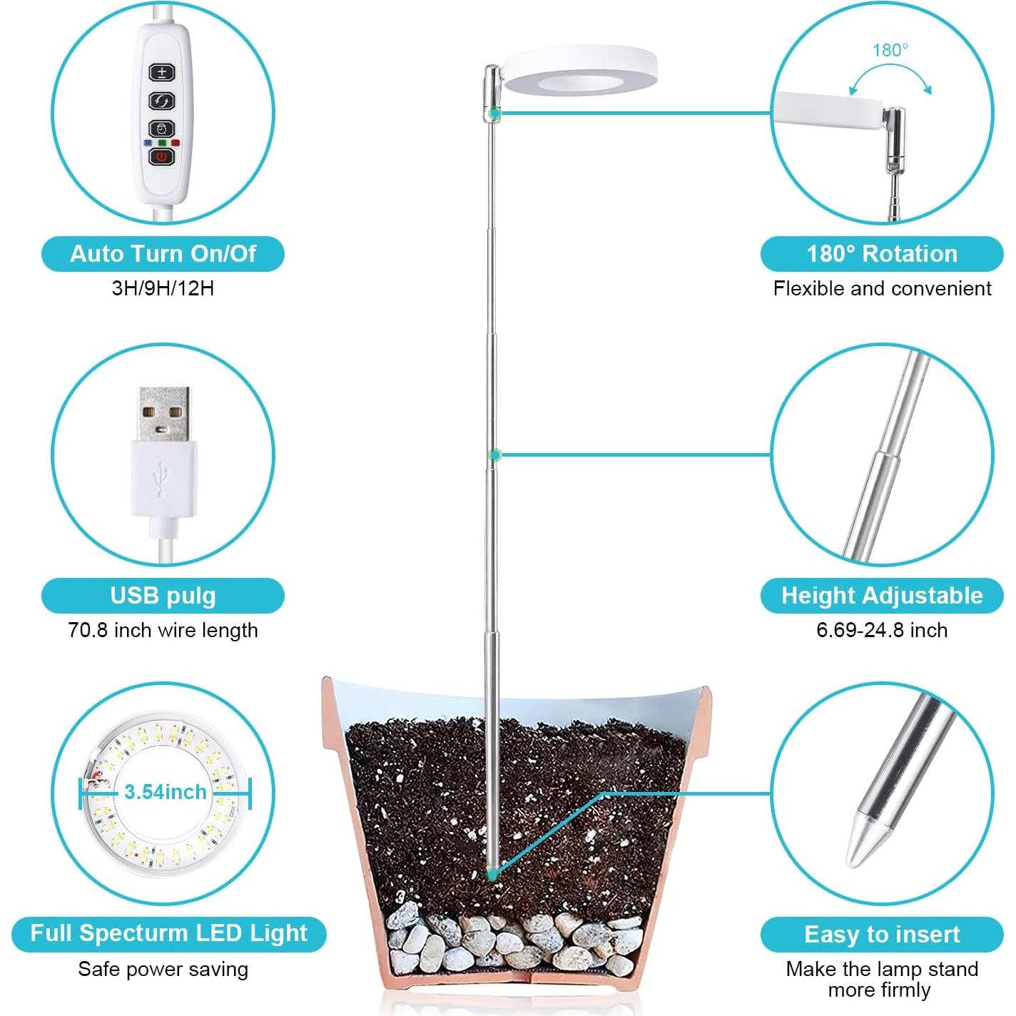 Luz de Crecimiento LED Hywyimlait 48 LEDs Espectro Completo