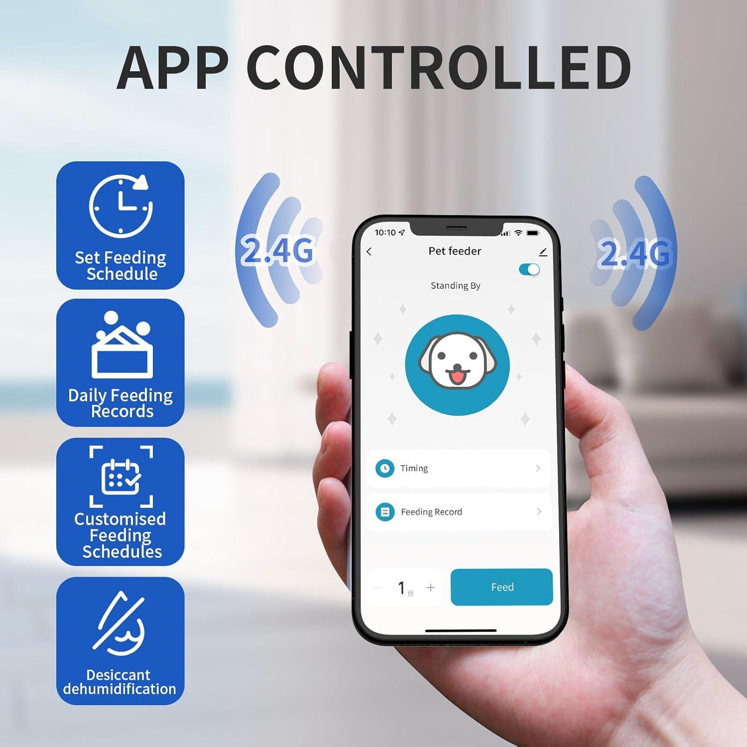 Comedero Automático PAPIFEED 7L para 2 Gatos - Negro