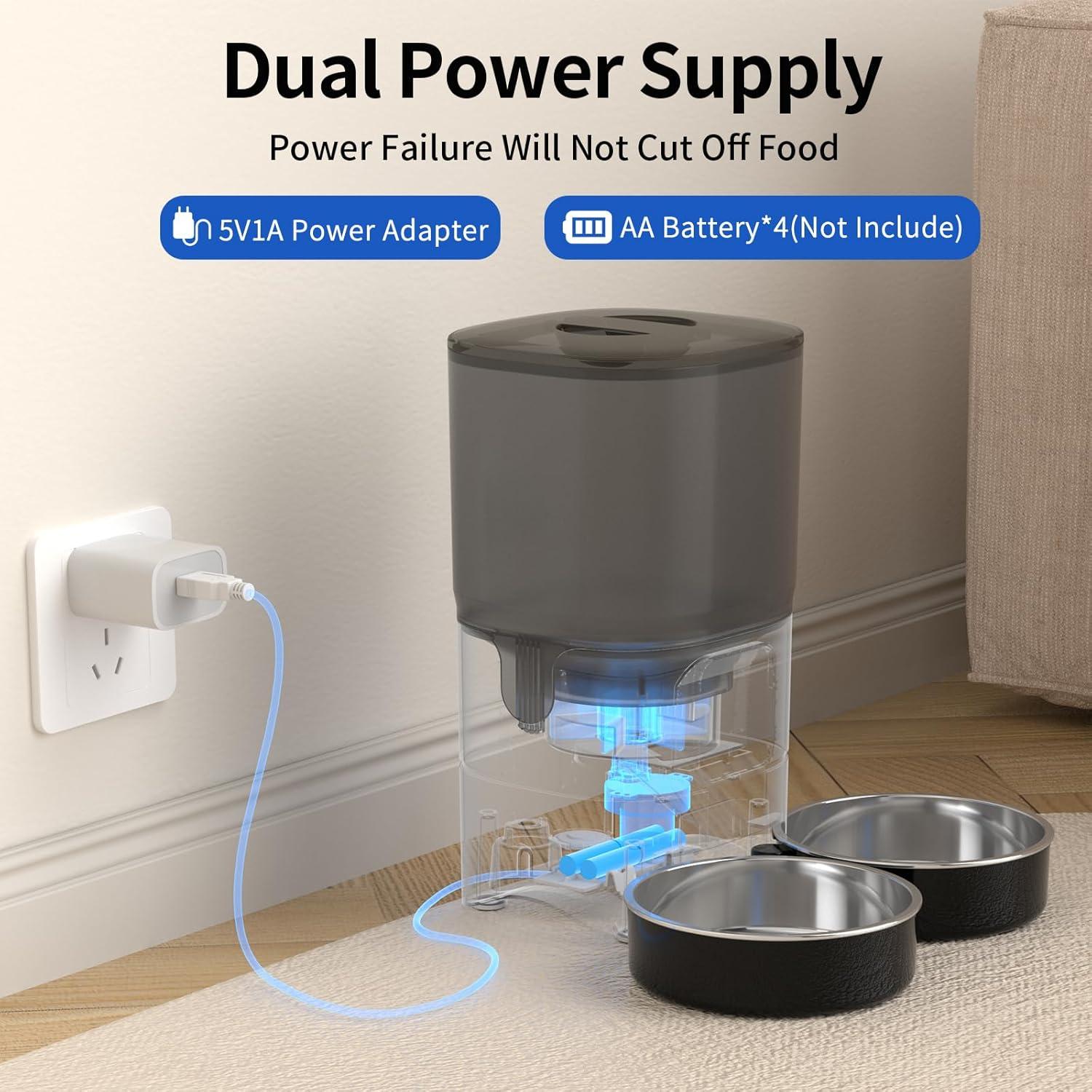 Comedero Automático PAPIFEED 7L para 2 Gatos - Negro