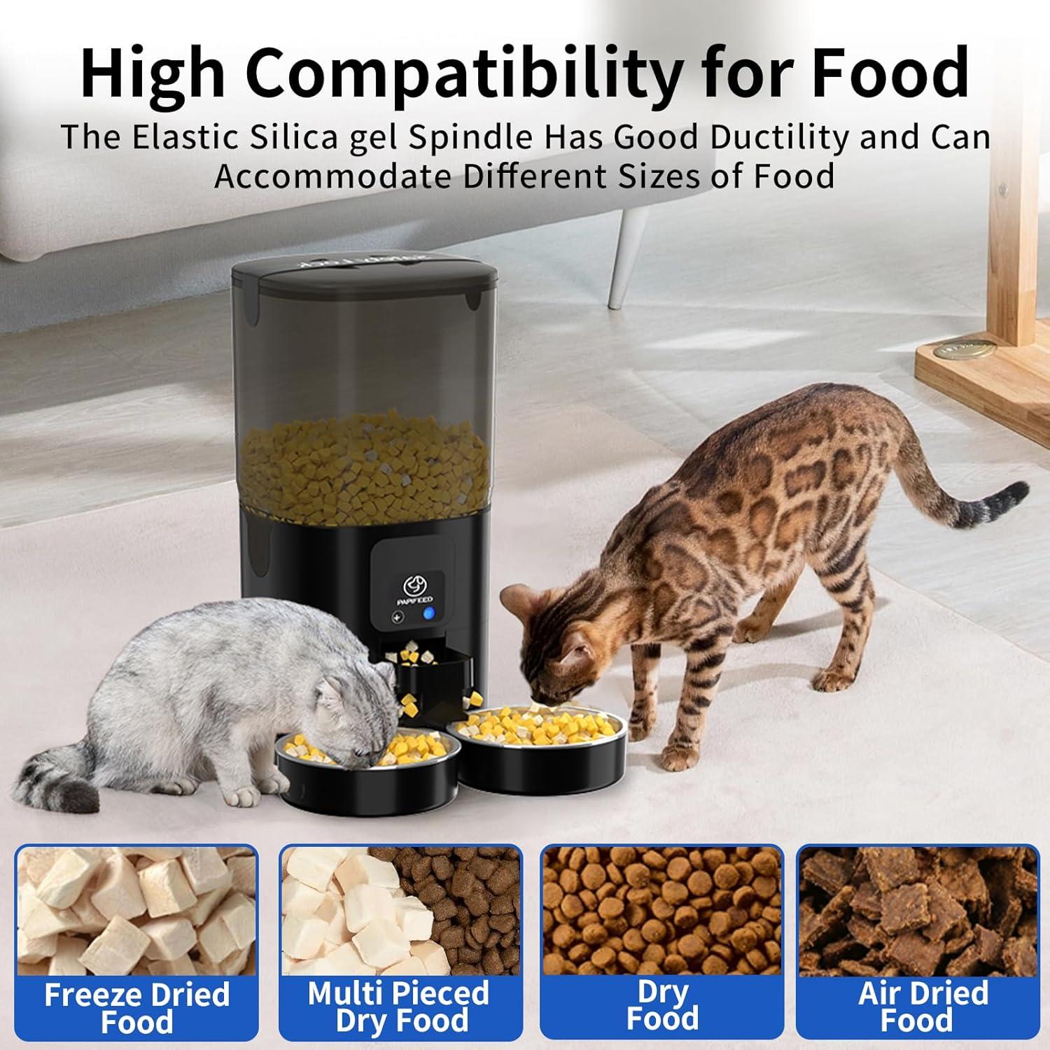 Comedero Automático PAPIFEED 7L para 2 Gatos - Negro