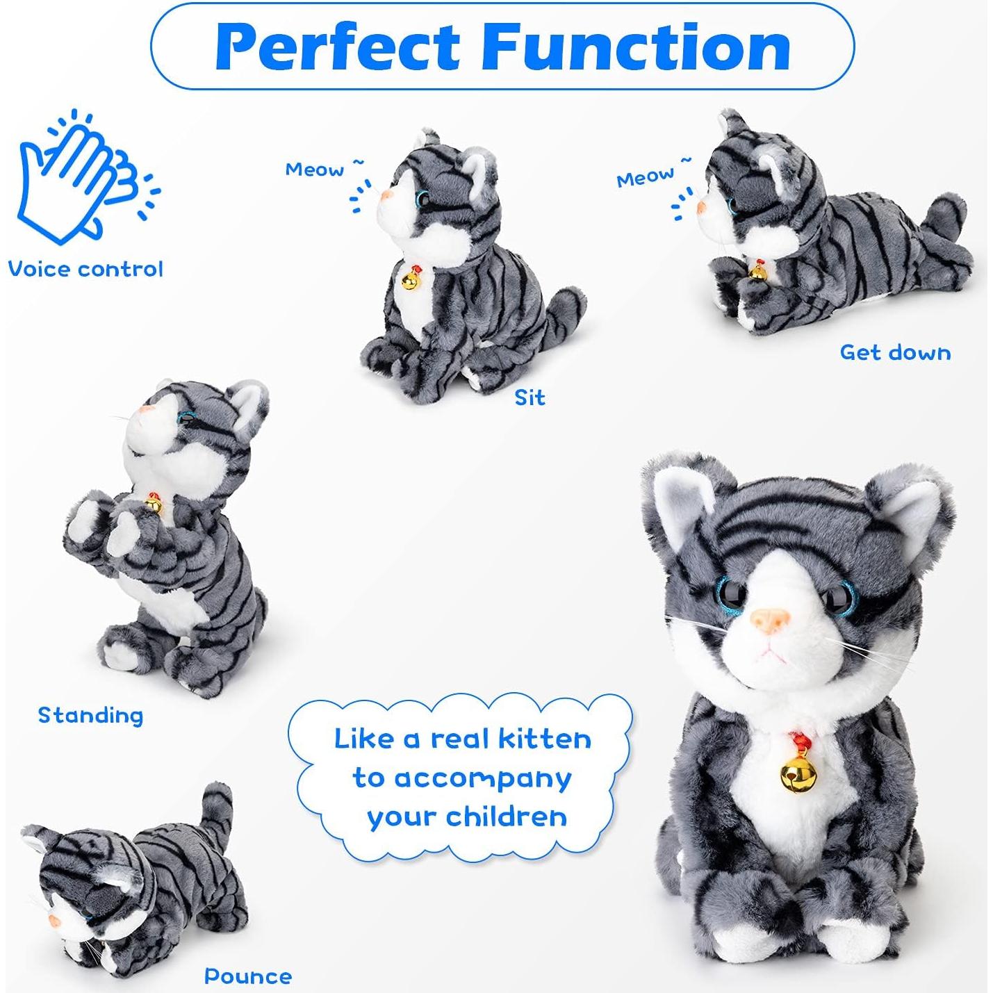 Gato Robot Interactivo Smalody con Ojos LED - Gris