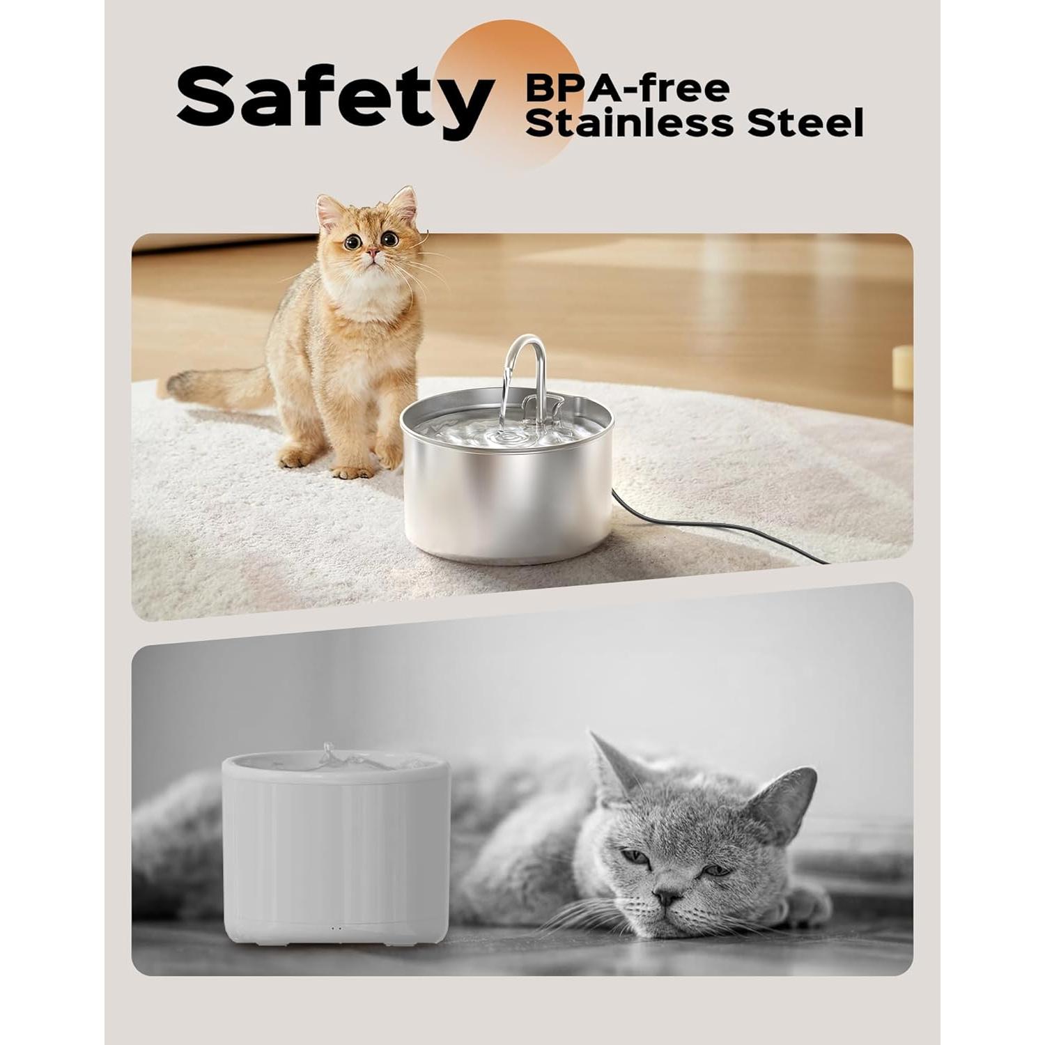 Fuente de Agua AOOGITF para Gatos 2,19L + 8 Filtros