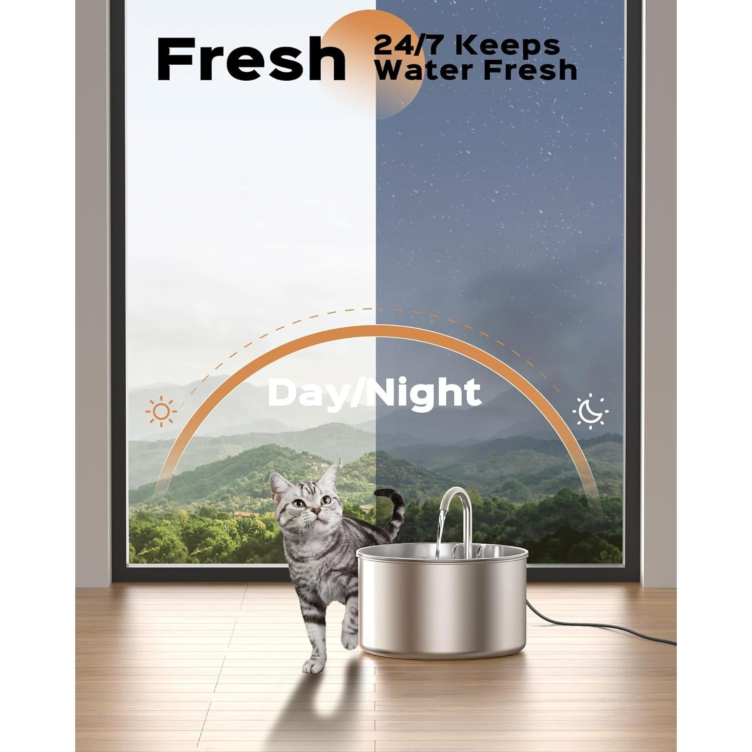 Fuente de Agua AOOGITF para Gatos 2,19L + 8 Filtros