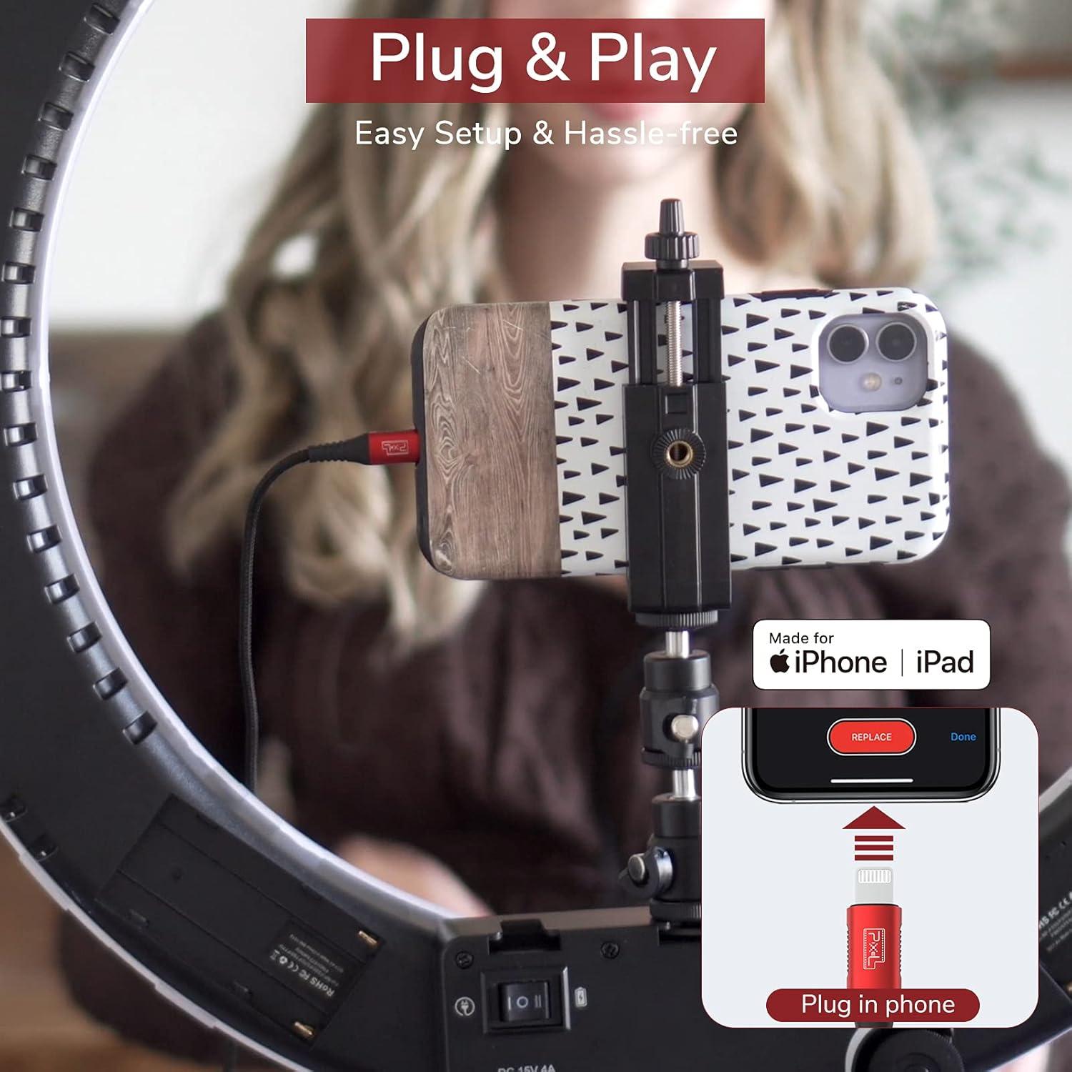 Micrófono Lavalier Pixel Finch para iPhone y iPad MFi 1.52m