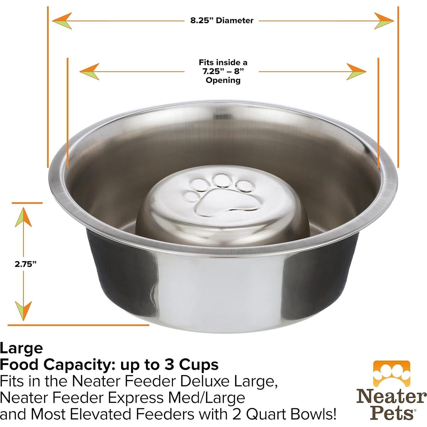 Tazón de Acero Inoxidable Neater Pet 3 Tazas Alimentación Lenta