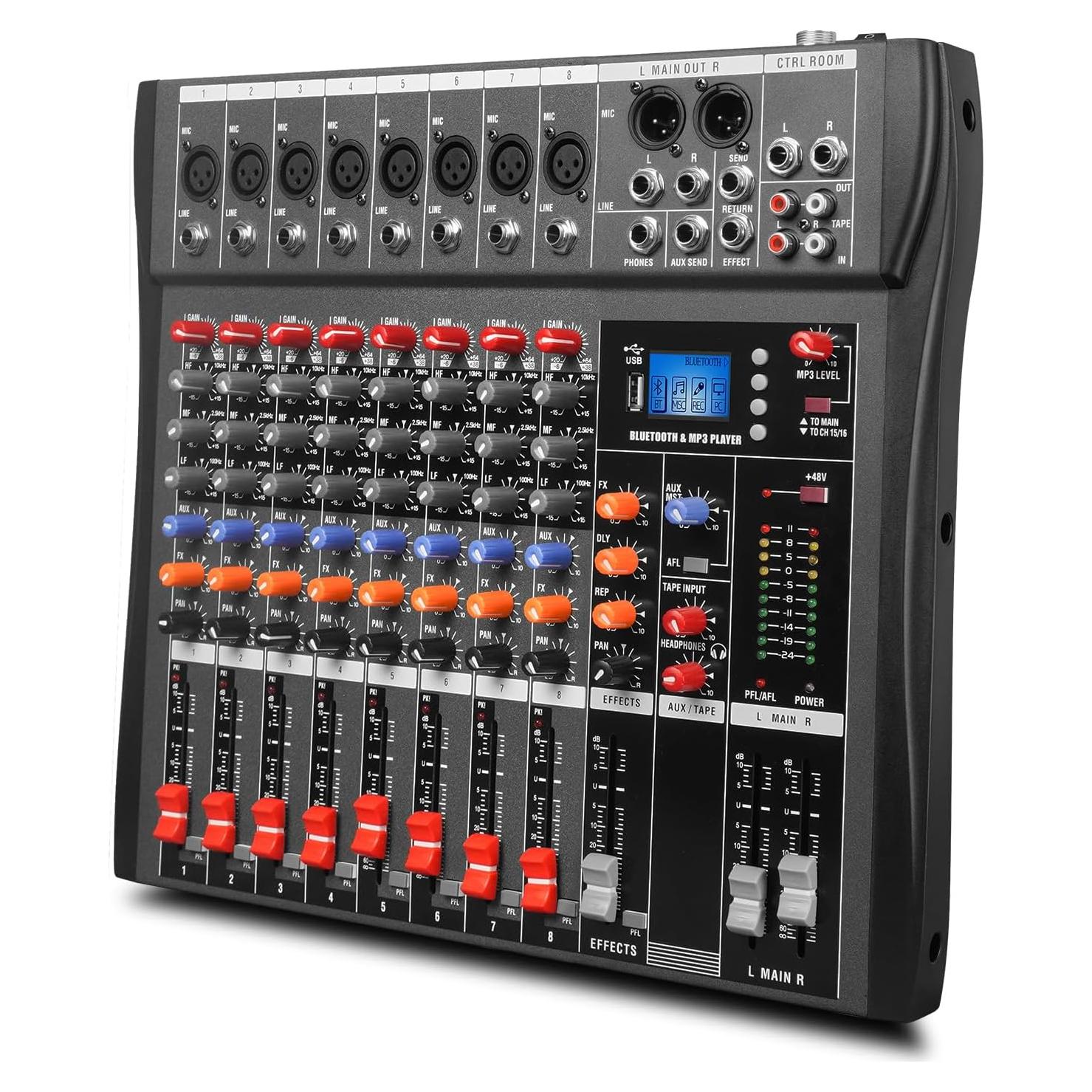 Mezclador de Sonido Profesional GX8 8 Canales USB Bluetooth