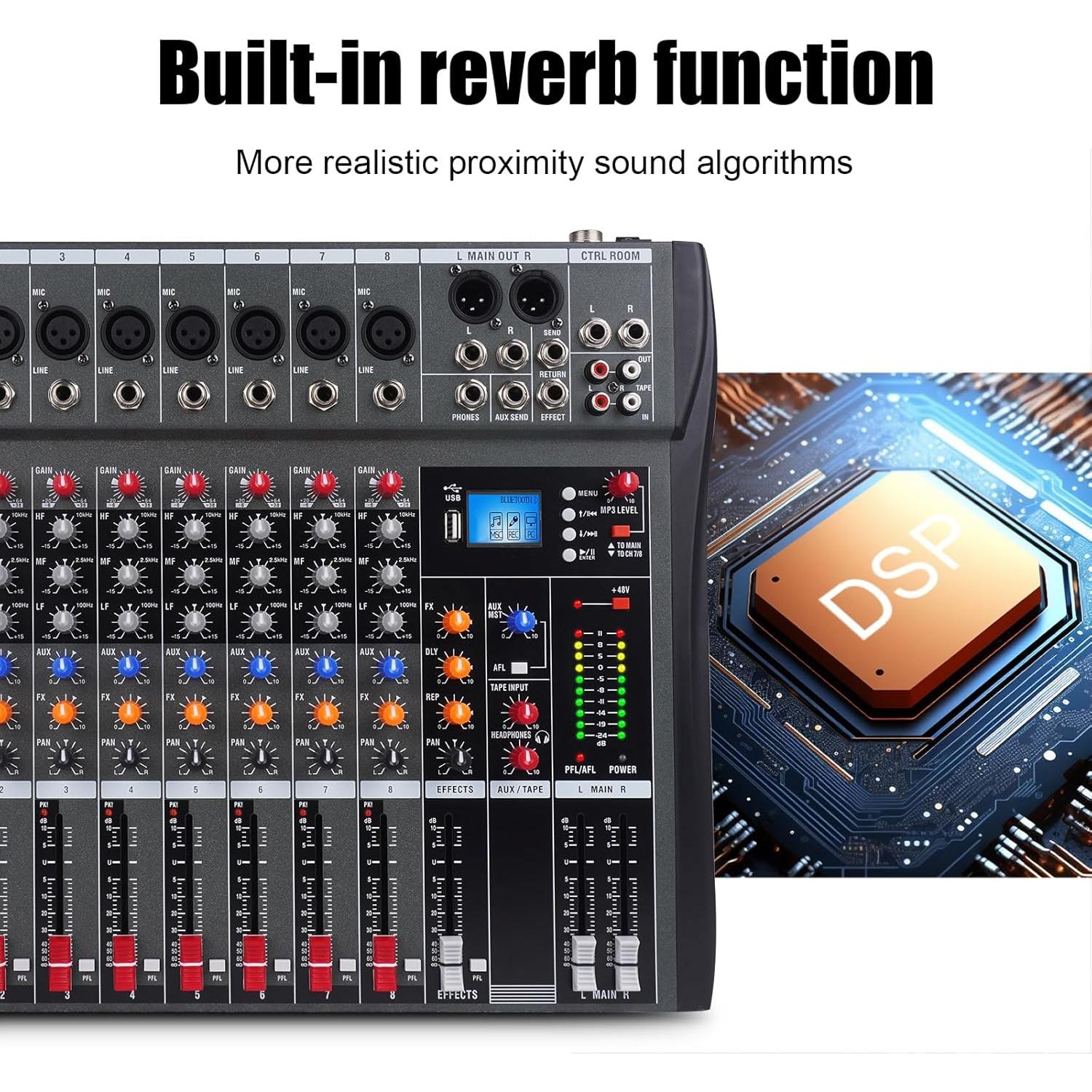Mezclador de Sonido Profesional GX8 8 Canales USB Bluetooth