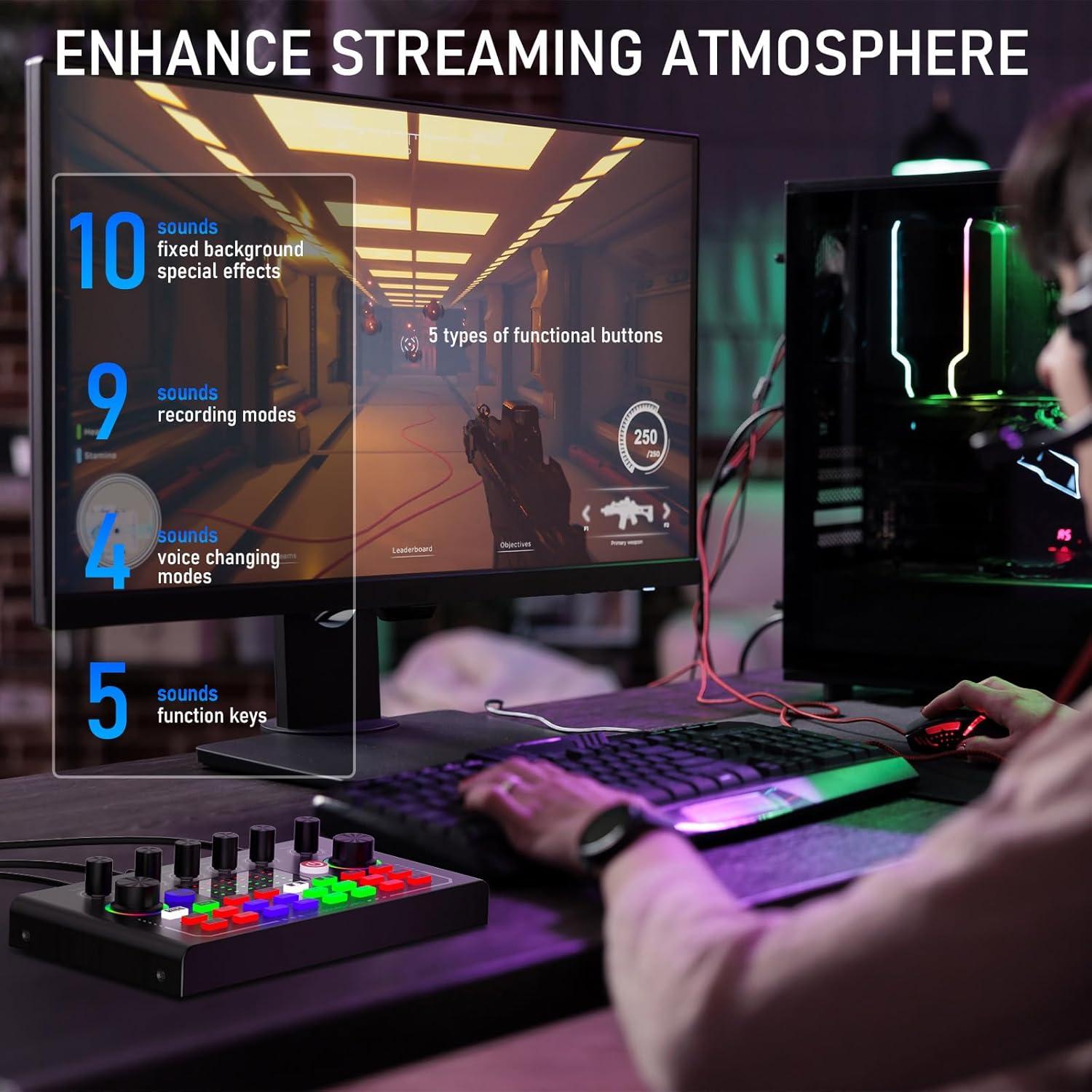 Facmogu F009 Mezclador de Audio Bluetooth para Podcast