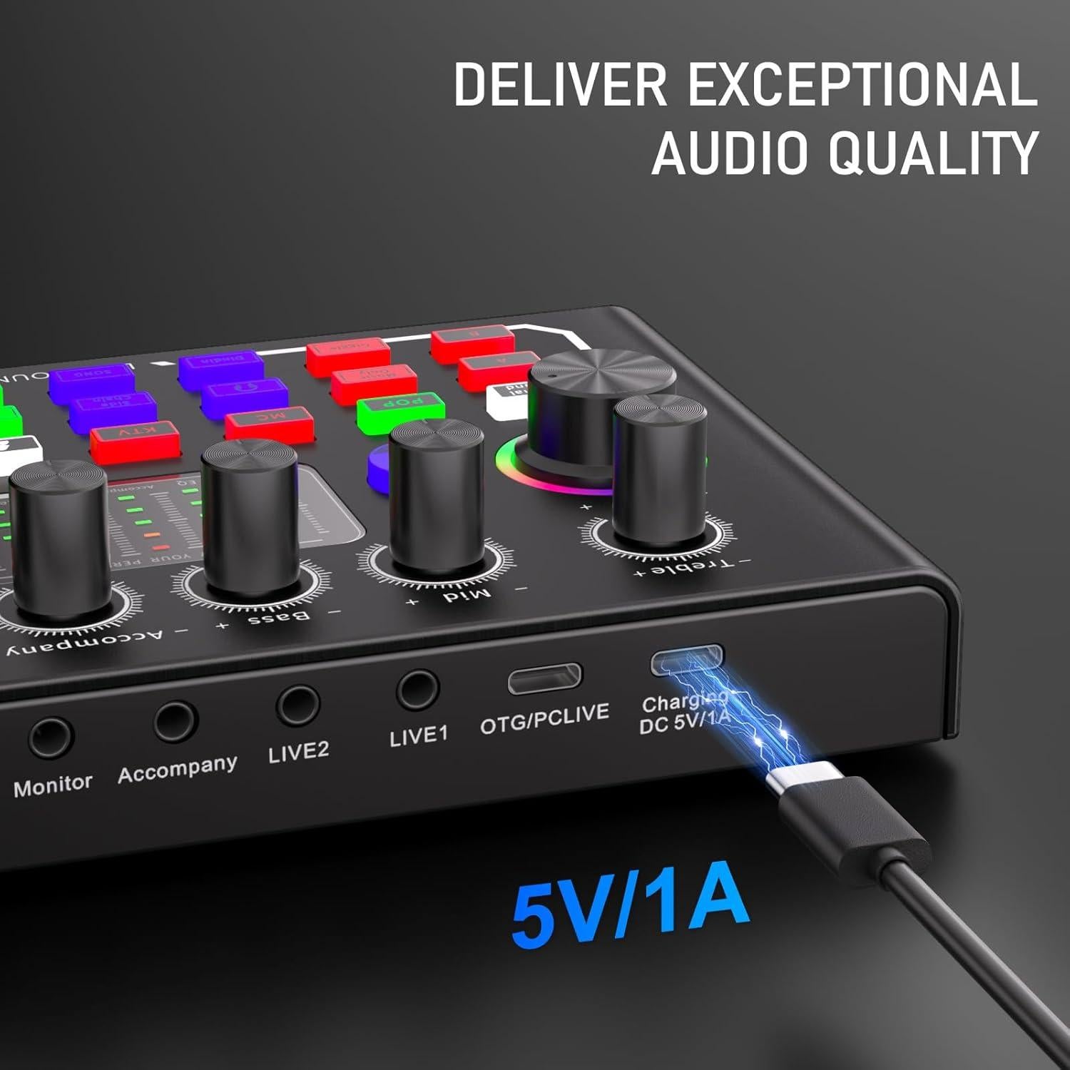 Facmogu F009 Mezclador de Audio Bluetooth para Podcast