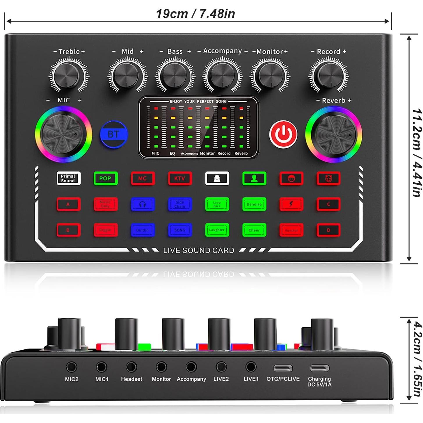 Facmogu F009 Mezclador de Audio Bluetooth para Podcast