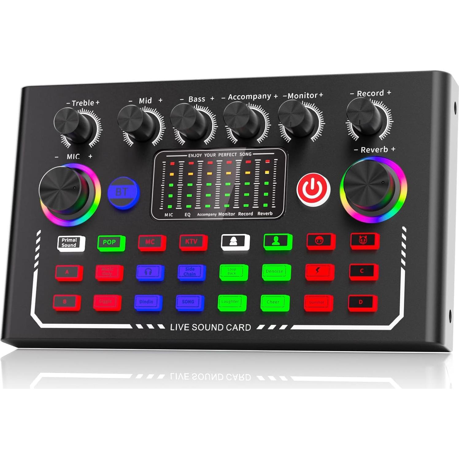 Facmogu F009 Mezclador de Audio Bluetooth para Podcast