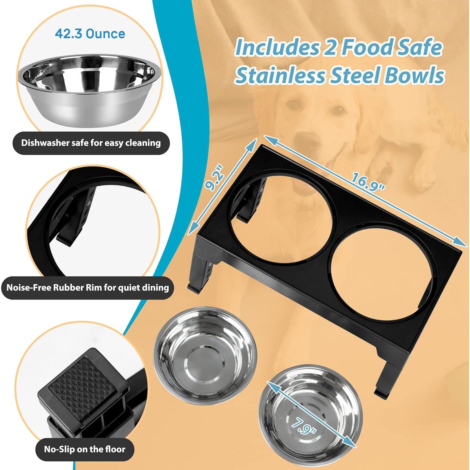 Cuencos Elevados Niubya para Perros Ajustables 5 Alturas