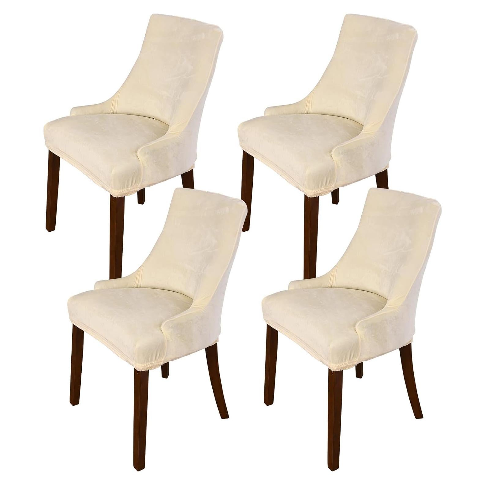 Funda de Silla Alta MIFXIN Terciopelo Beige Juego de 4