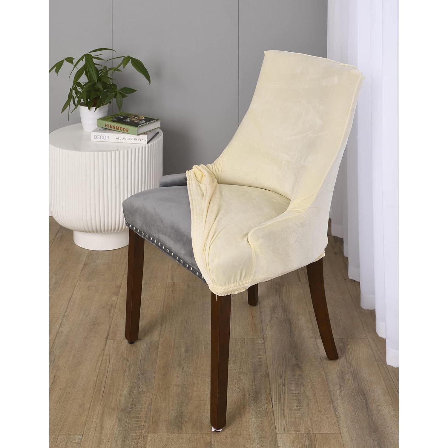 Funda de Silla Alta MIFXIN Terciopelo Beige Juego de 4