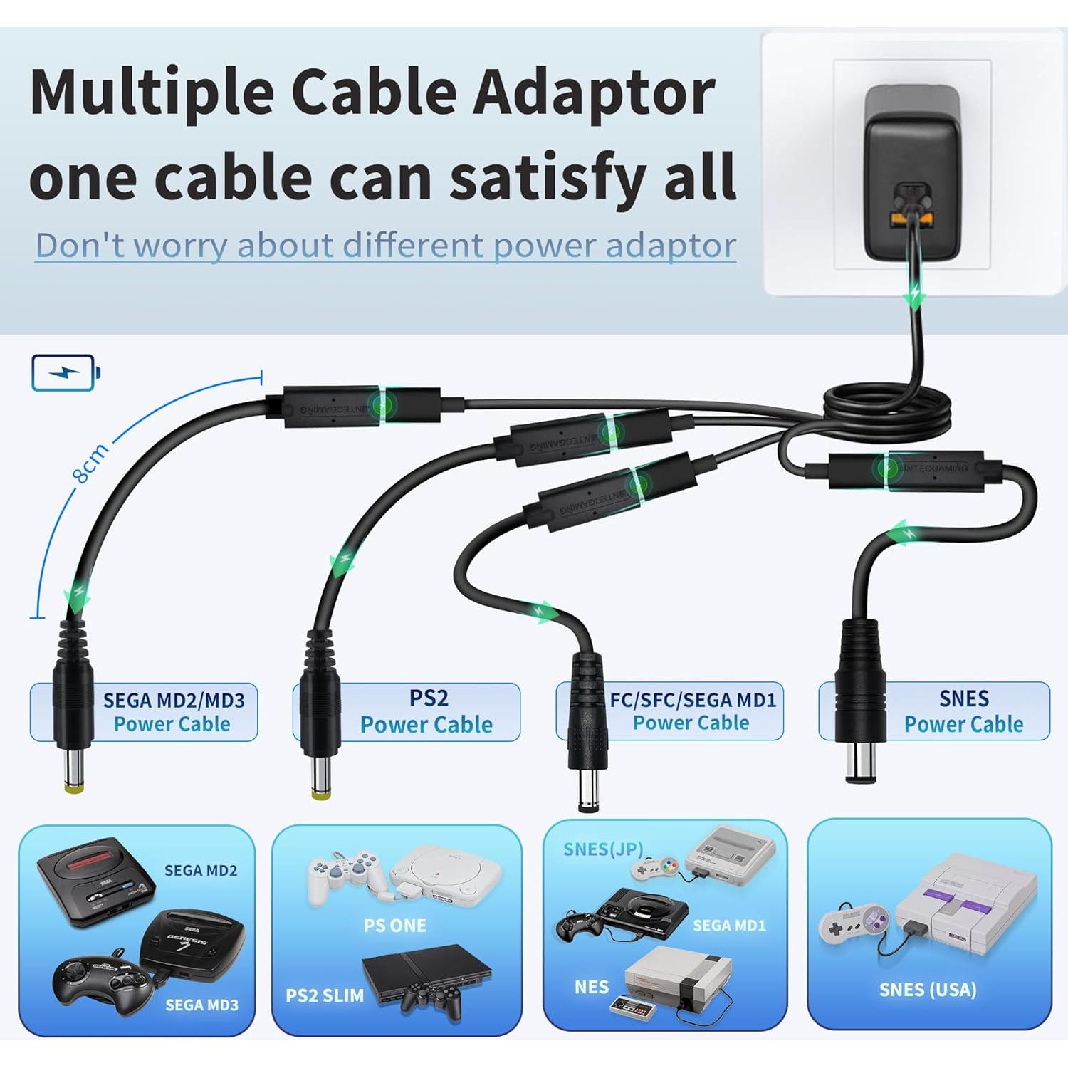 Kit de Alimentación para Consolas Retro Intec Gaming - Carga Rápida
