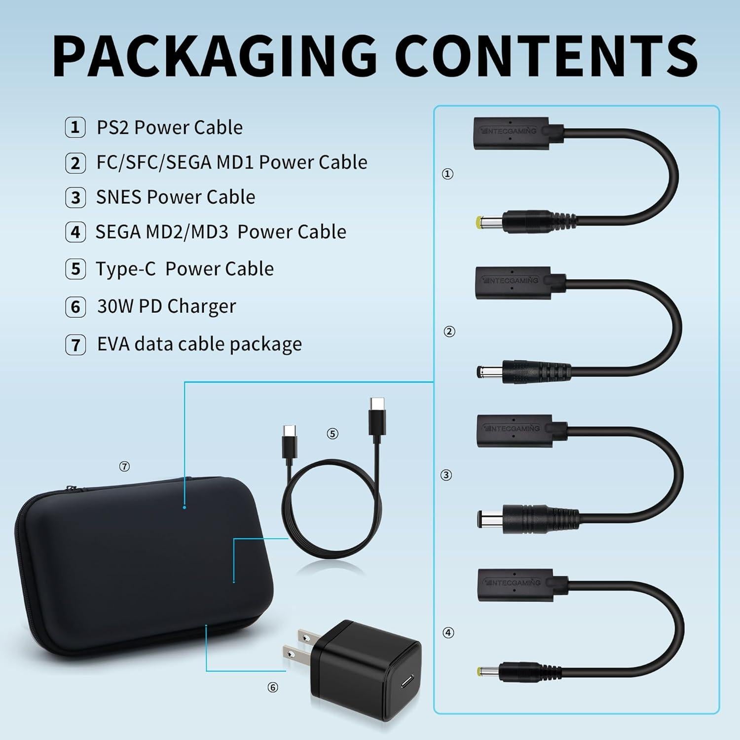 Kit de Alimentación para Consolas Retro Intec Gaming - Carga Rápida