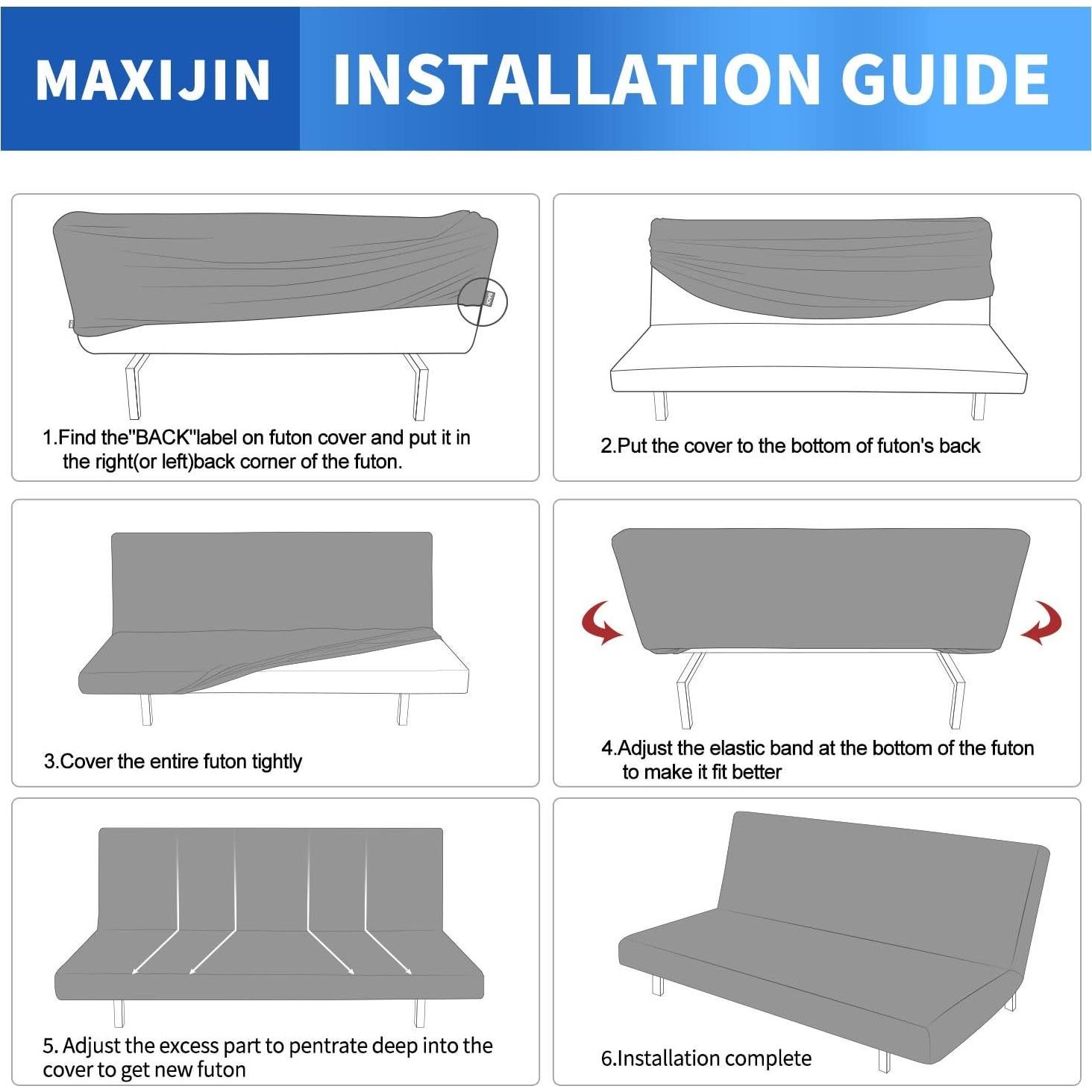 Funda de Futón MAXIJIN Gris Claro Ajustable y Lavable