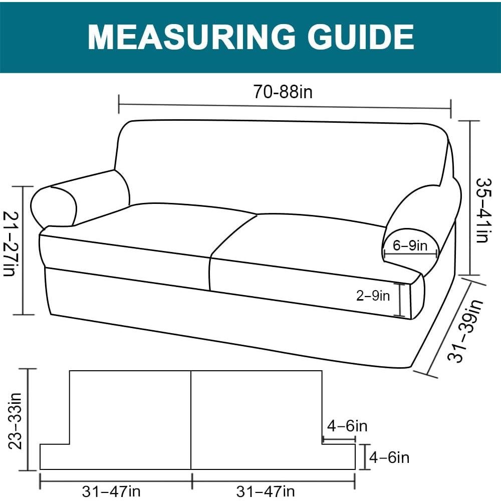 Cubierta de sofá Turquoize 3 piezas para 2 cojines en T
