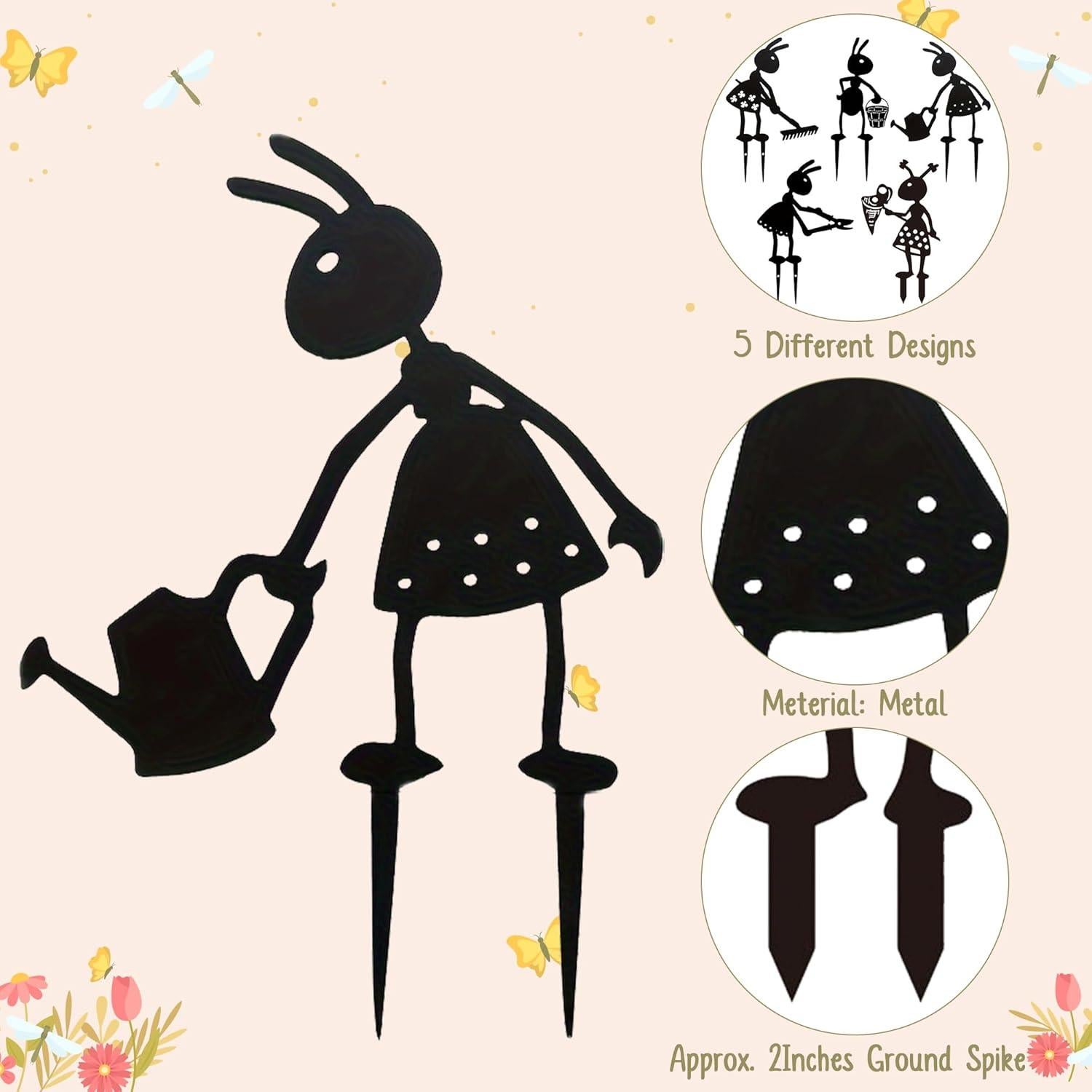 Estacas de Jardín CUweipeng - 5 Piezas Hormigas Decorativas