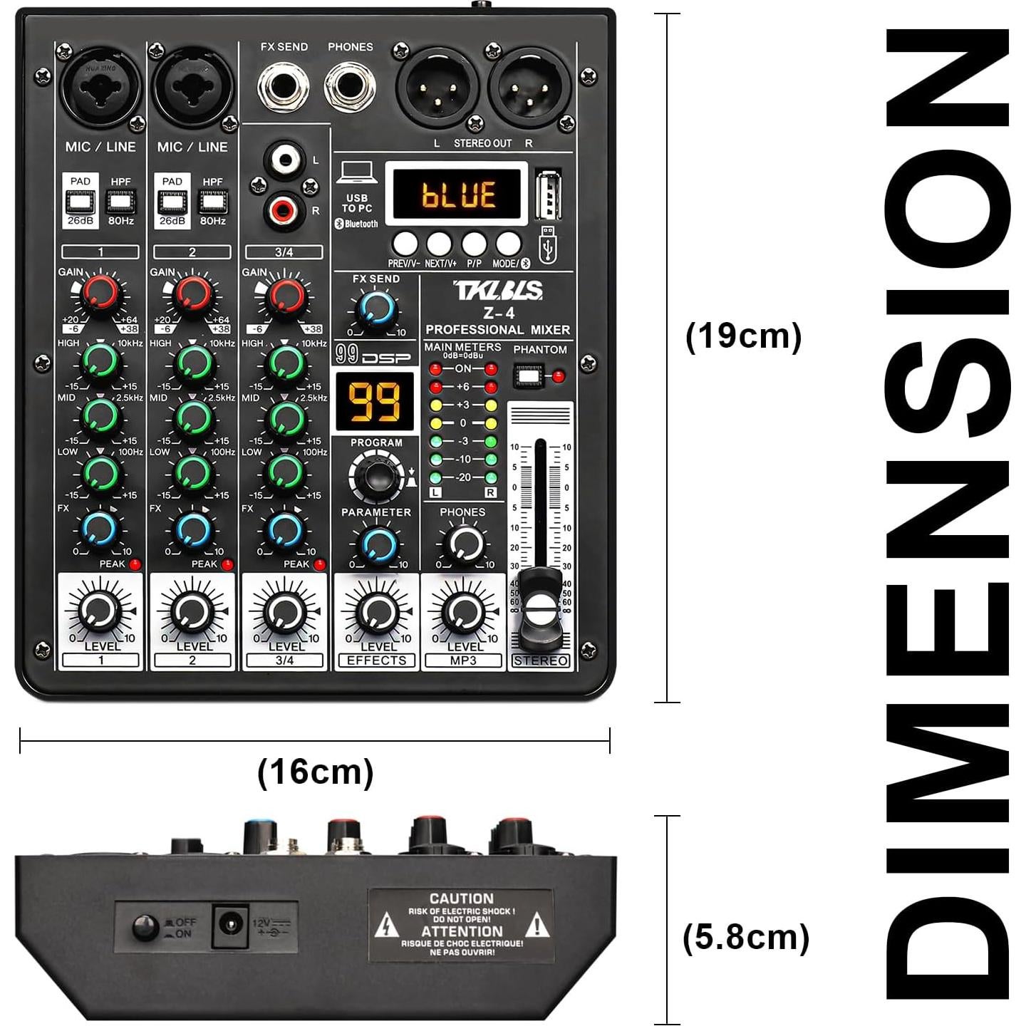 Mezclador de Audio Z4 Profesional 4 Canales USB Bluetooth