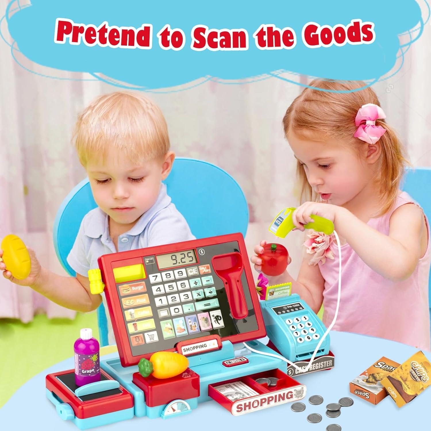 Caja Registradora Juguete VROGTIK Azul con Escáner y Música
