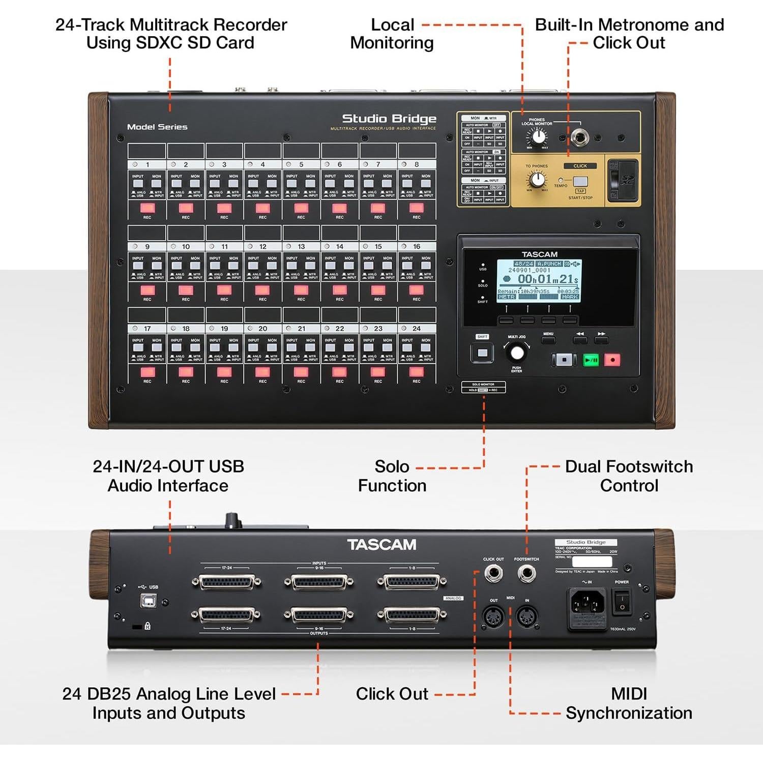 TASCAM Studio Bridge Grabador Multicanal 24 Canales USB