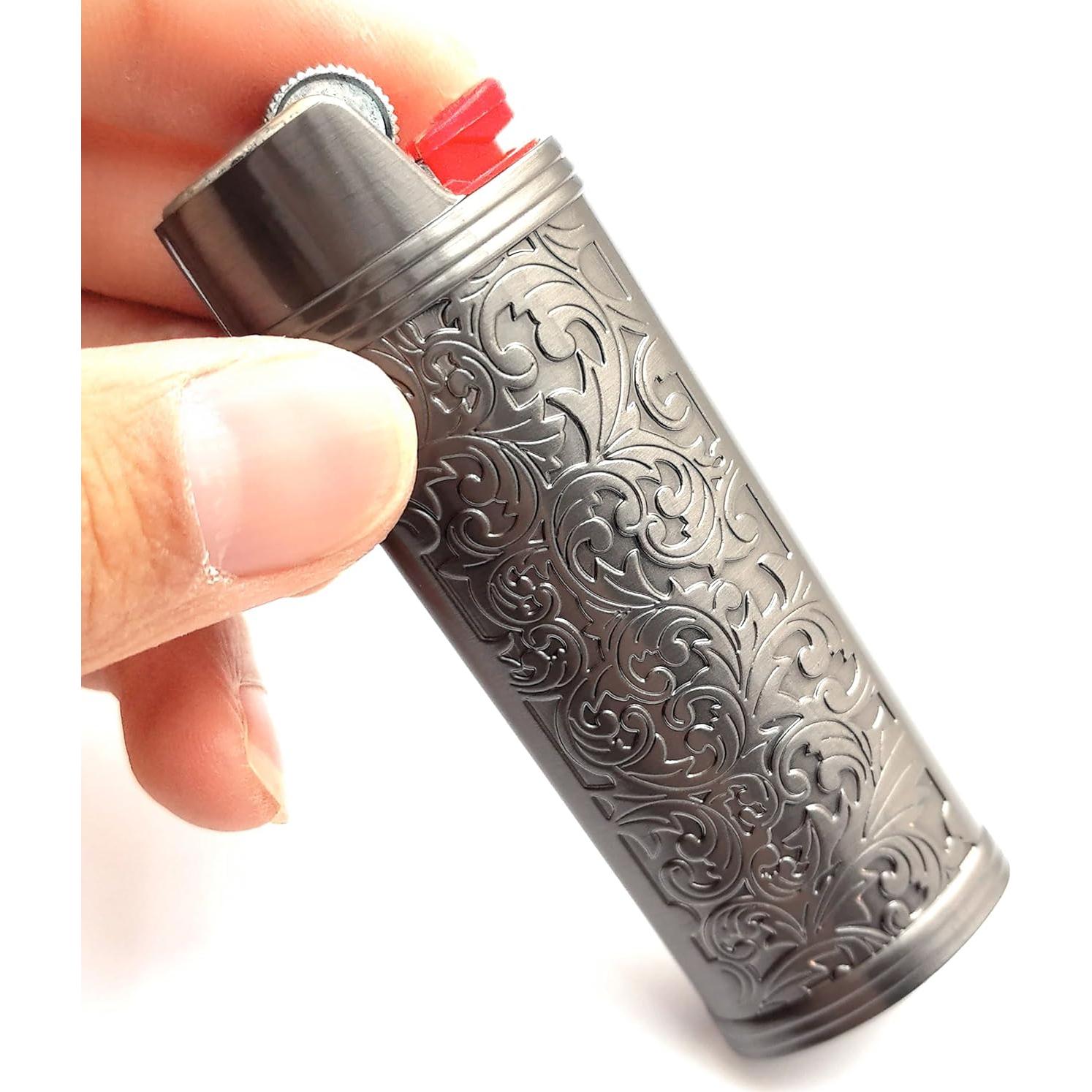 Funda de Encendedor de Metal Floral BIC J6 Tamaño Completo