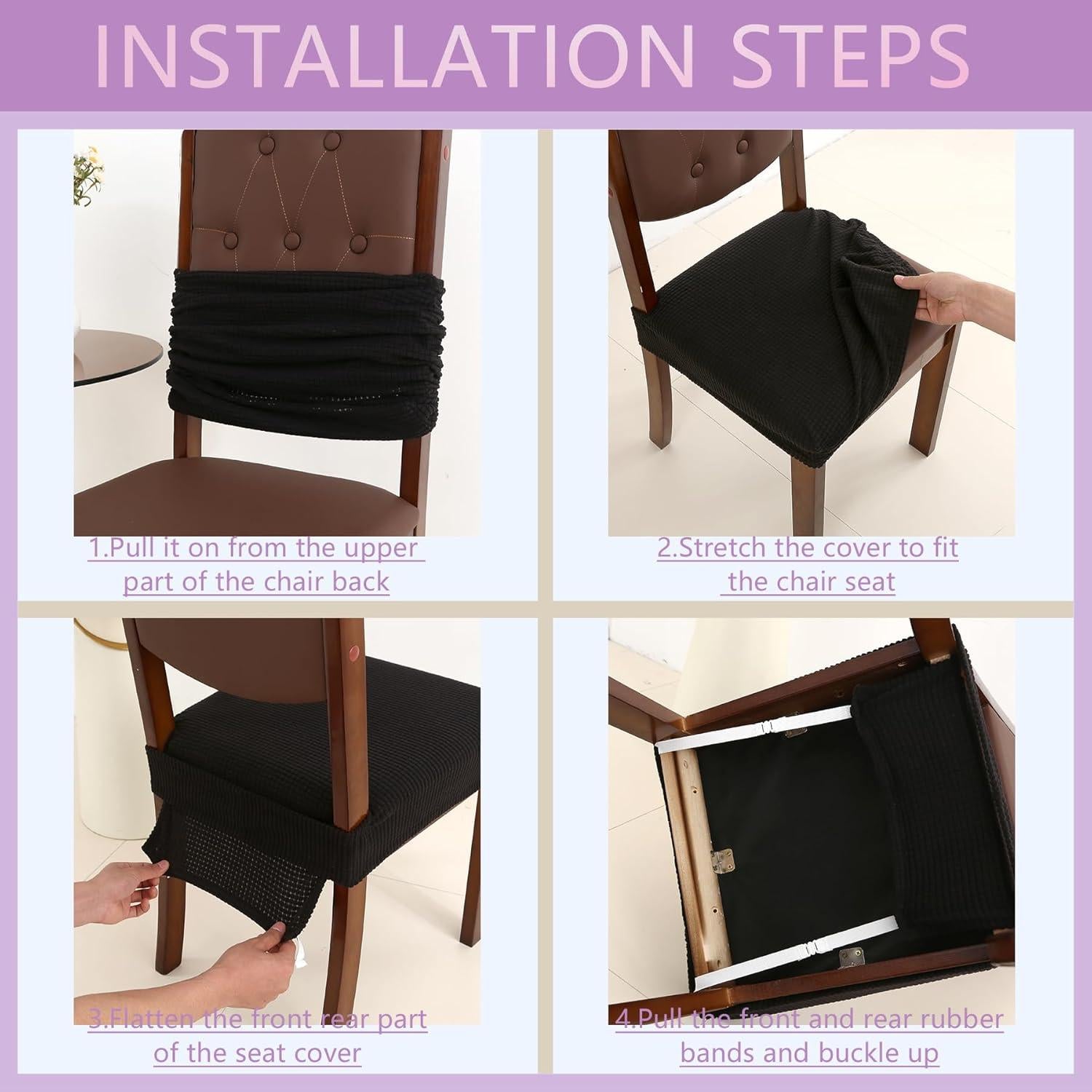 Juego de 4 Fundas para Sillas NDMMSO Lavables 38-48 cm