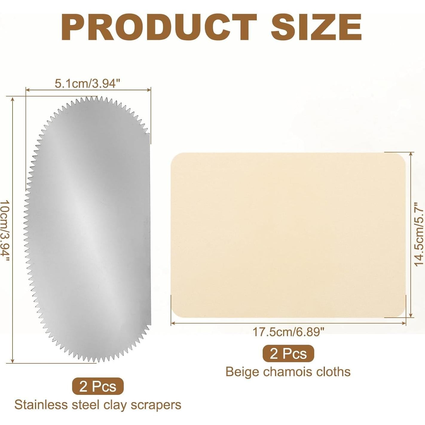 Kit de Herramientas de Cerámica YOKIVE - 2 Raspadores Acero Inoxidable 10x5cm