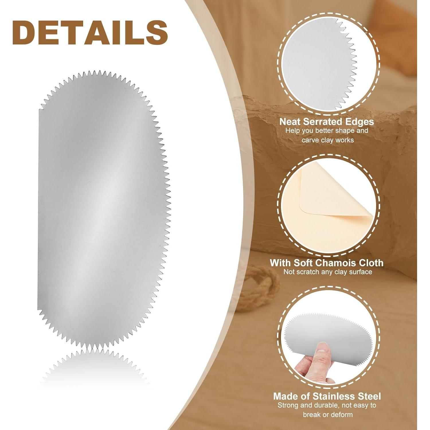 Kit de Herramientas de Cerámica YOKIVE - 2 Raspadores Acero Inoxidable 10x5cm