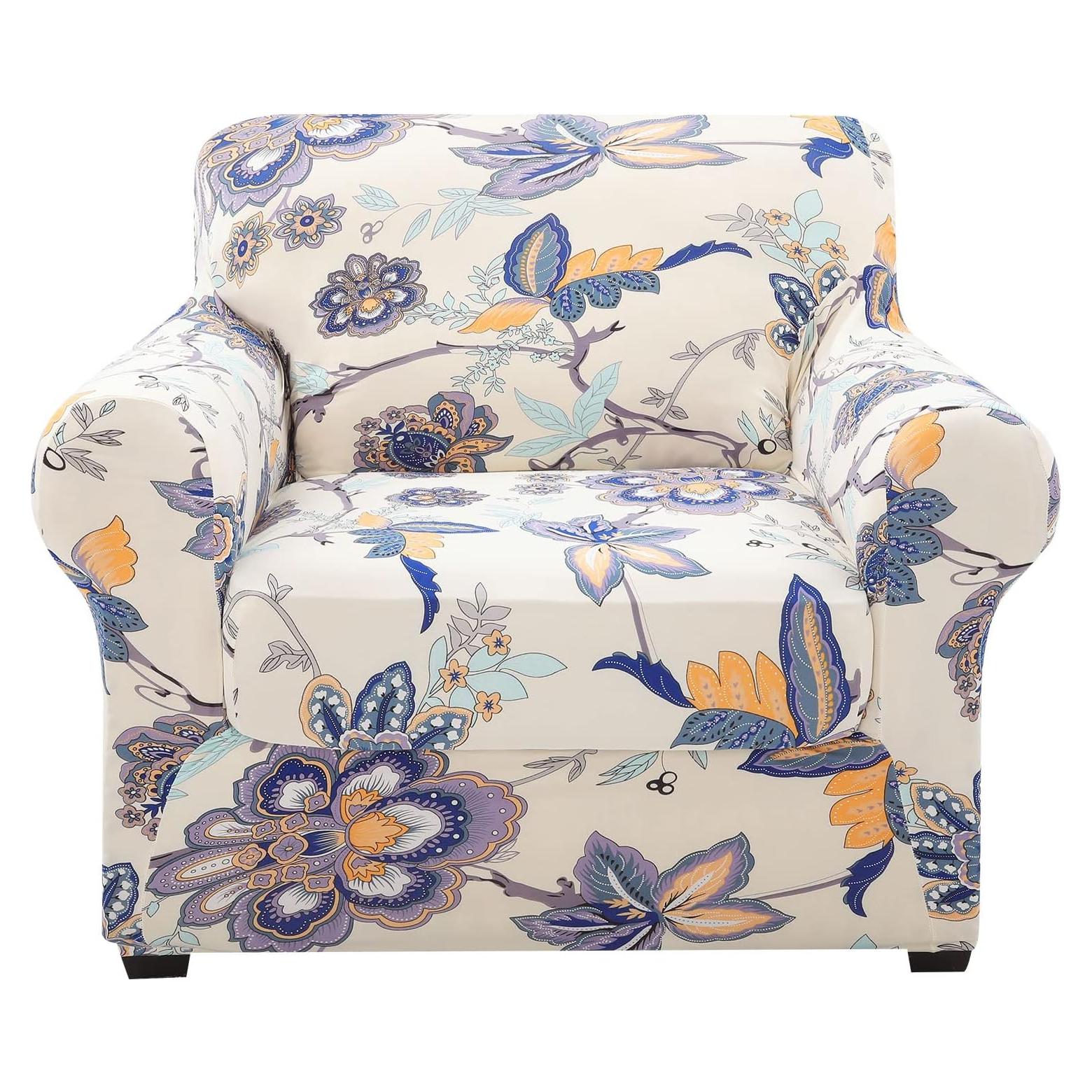 Cubiertas de Sofá Hyha 2 Piezas Floral Elástico Beige