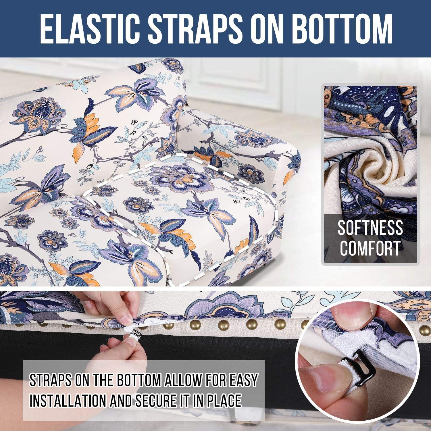 Cubiertas de Sofá Hyha 2 Piezas Floral Elástico Beige