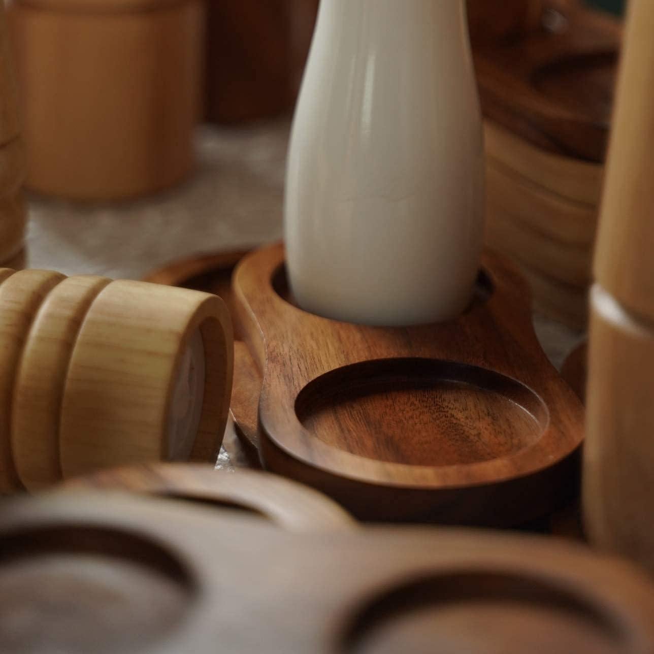 Bandeja para Molinillos de Sal y Pimienta DeroTeno 15.1x7.4cm Madera Acacia