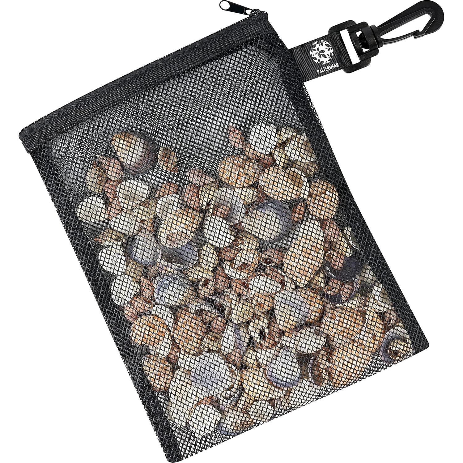 Bolsa de Malla con Cremallera y Clip Set de 4 - Negro 15x20 cm