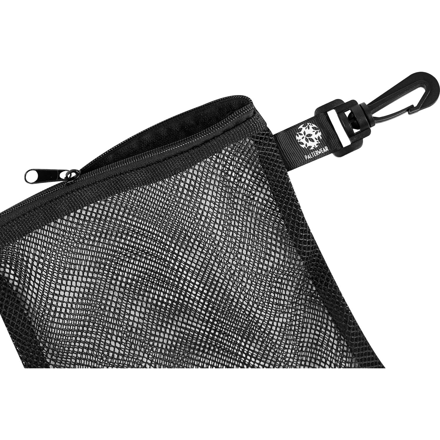 Bolsa de Malla con Cremallera y Clip Set de 4 - Negro 15x20 cm