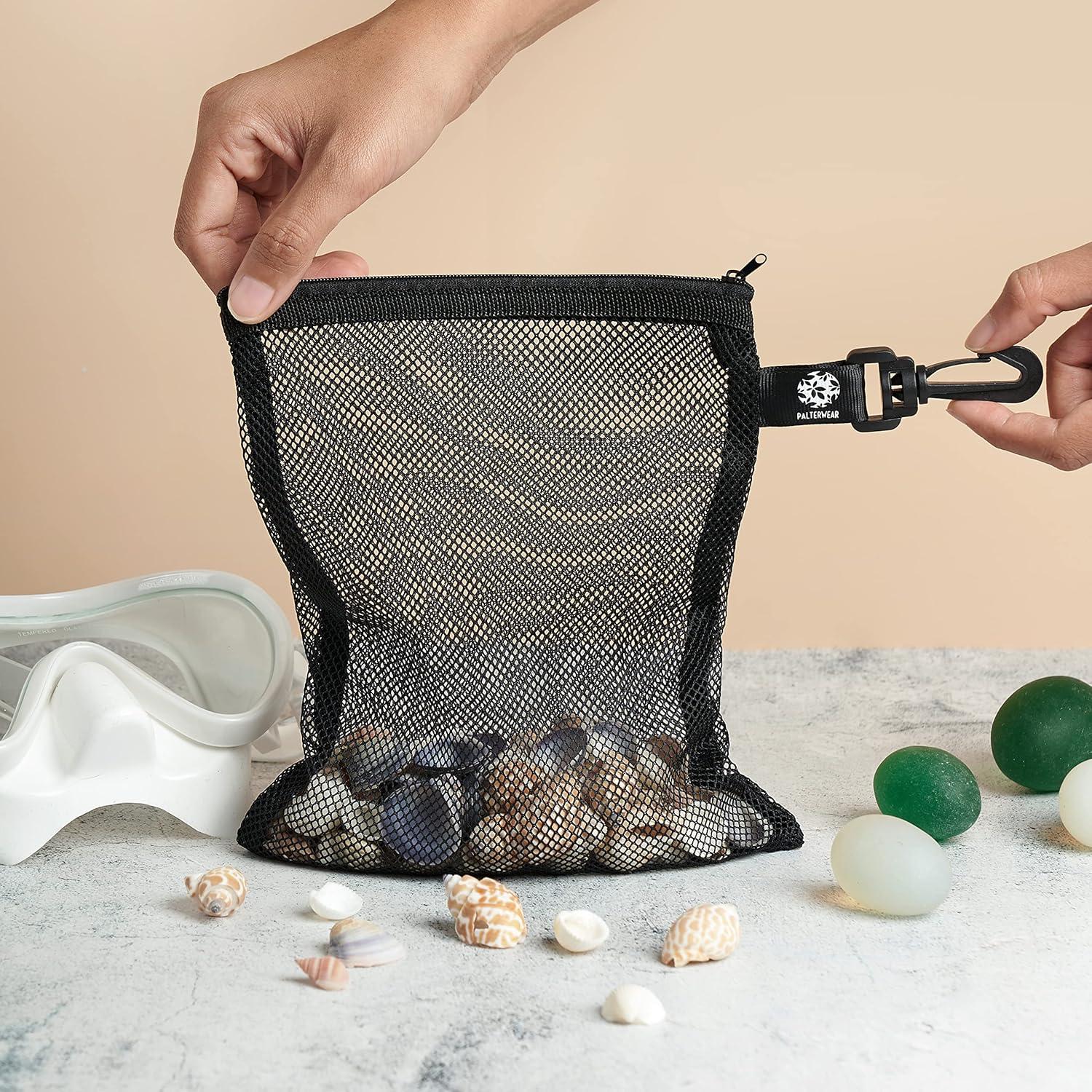 Bolsa de Malla con Cremallera y Clip Set de 4 - Negro 15x20 cm