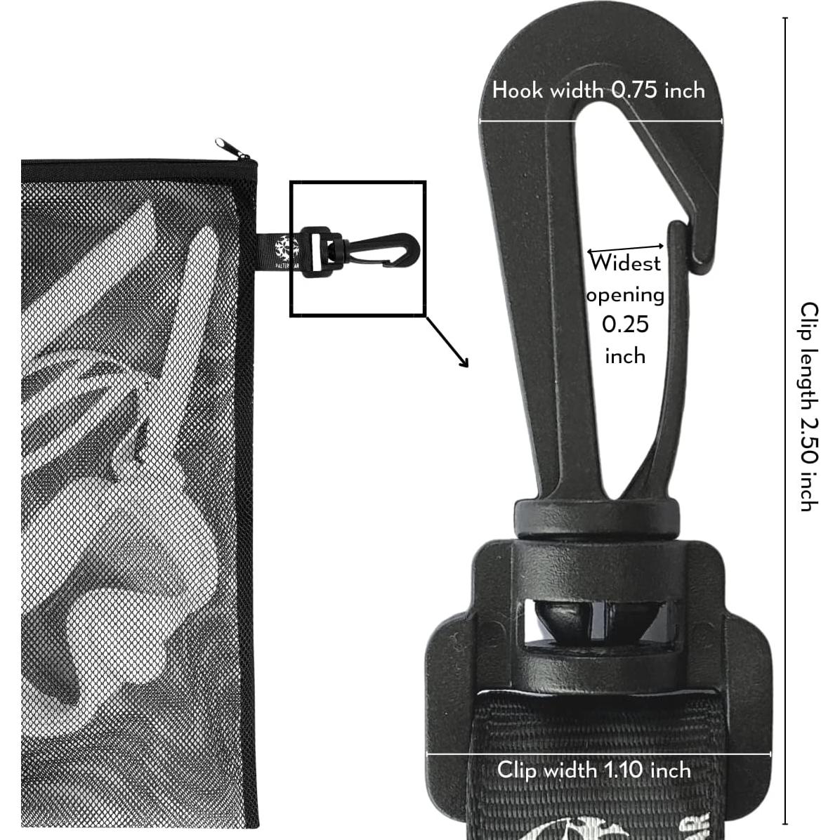 Bolsa de Malla con Cremallera y Clip Set de 4 - Negro 15x20 cm