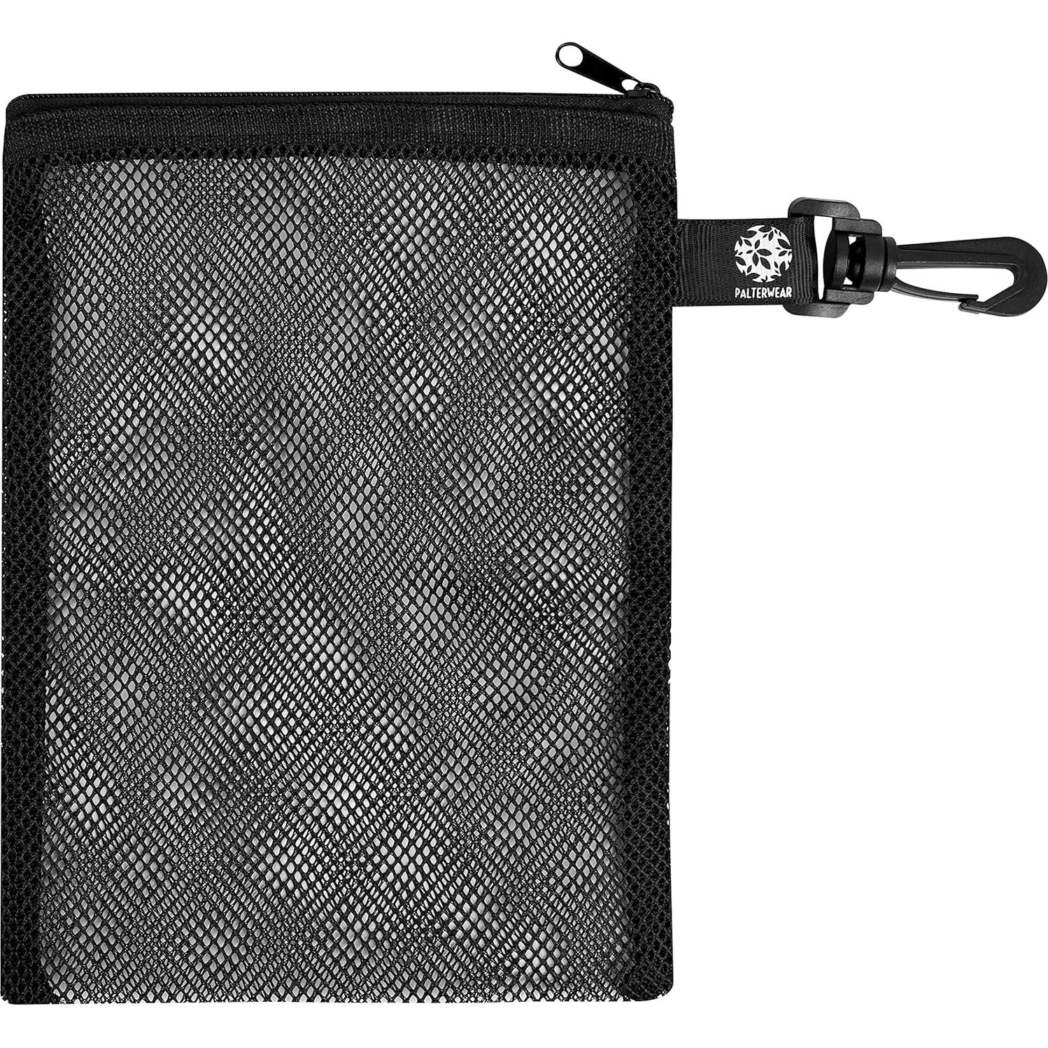 Bolsa de Malla con Cremallera y Clip Set de 4 - Negro 15x20 cm