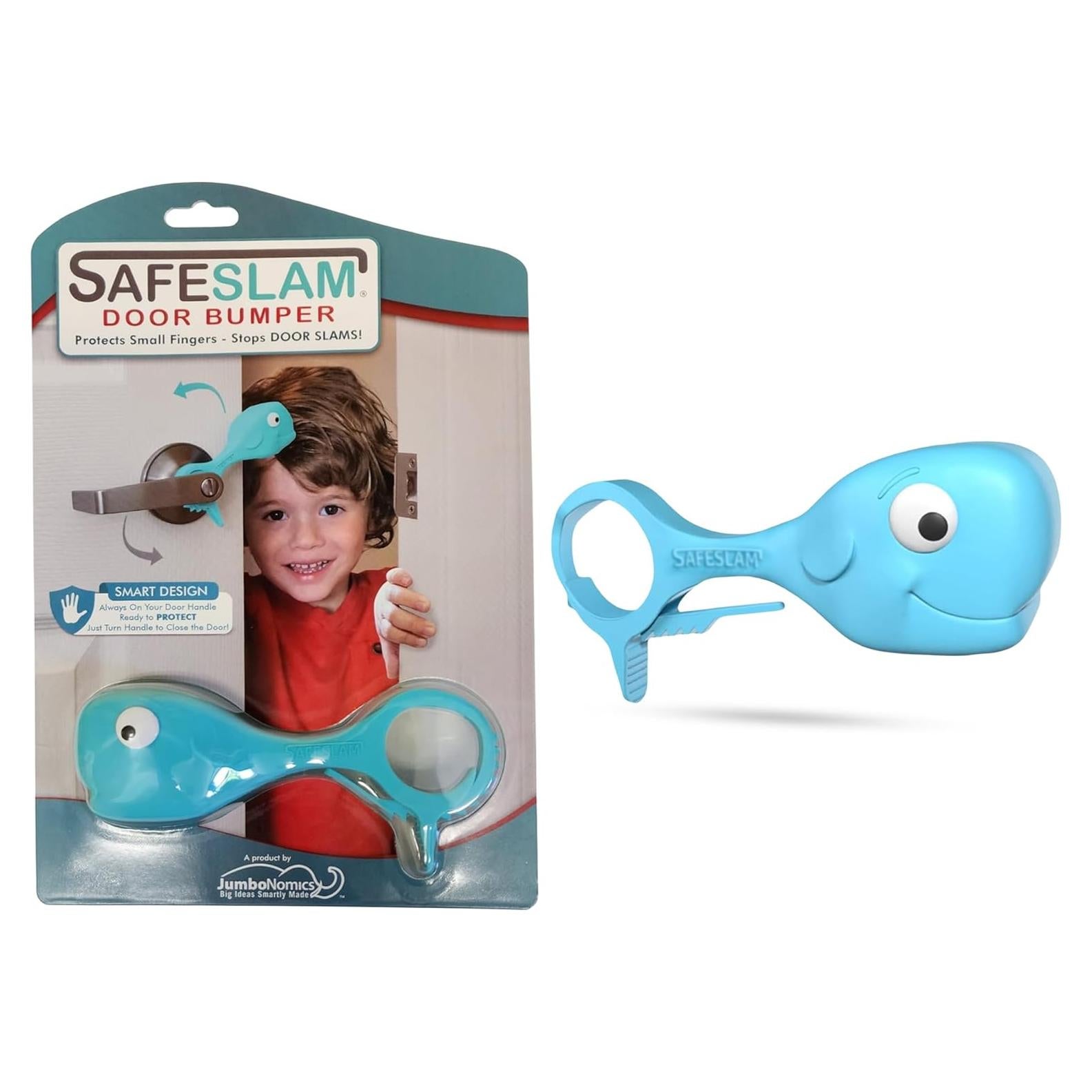 Tope de puerta a prueba de bebés SAFESLAM - Azul, silicona