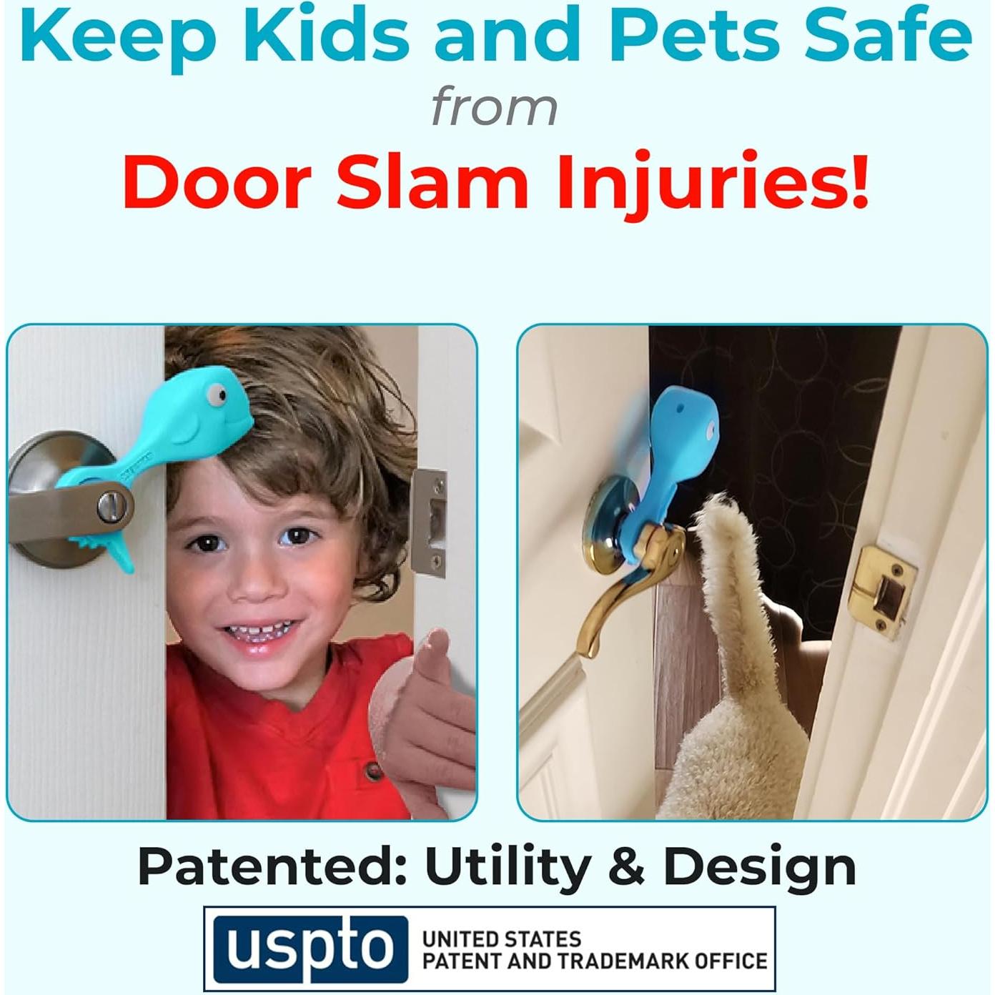 Tope de puerta a prueba de bebés SAFESLAM - Azul, silicona