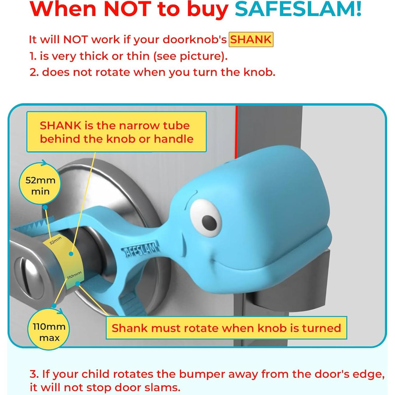 Tope de puerta a prueba de bebés SAFESLAM - Azul, silicona