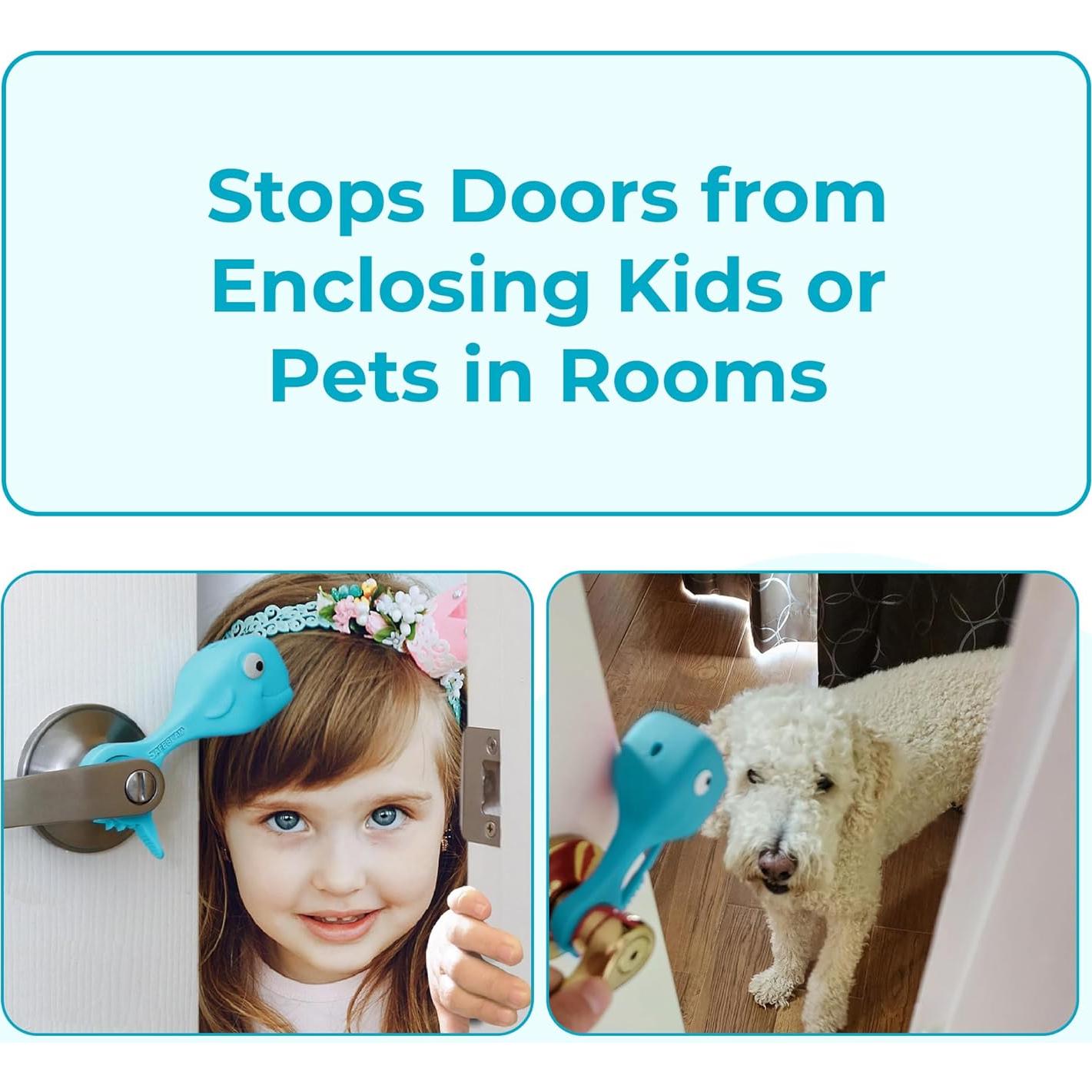 Tope de puerta a prueba de bebés SAFESLAM - Azul, silicona