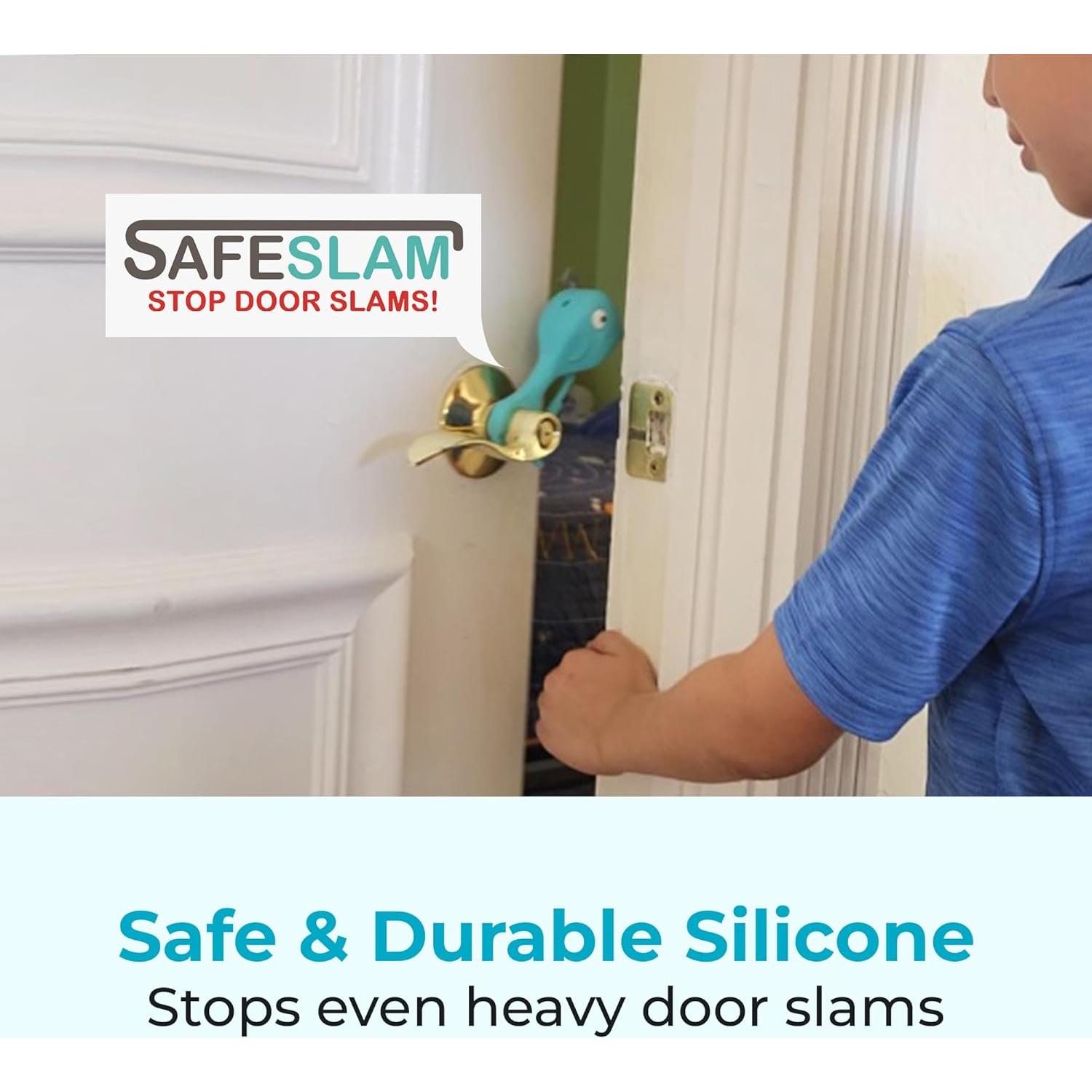 Tope de puerta a prueba de bebés SAFESLAM - Azul, silicona