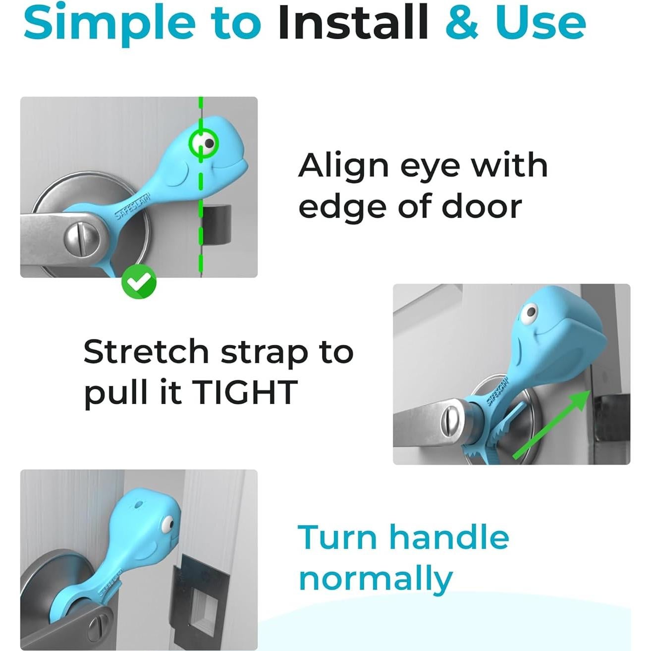 Tope de puerta a prueba de bebés SAFESLAM - Azul, silicona