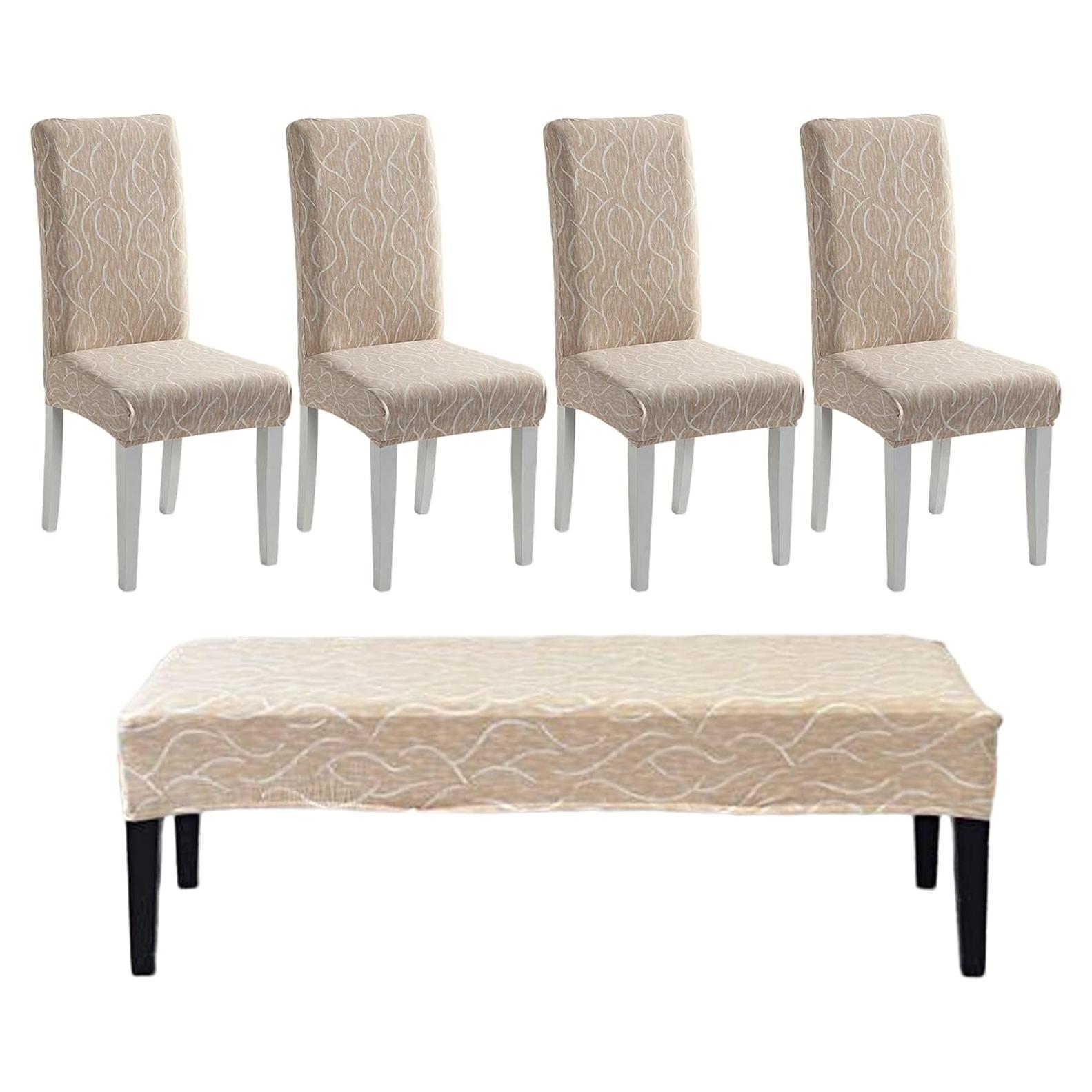 Fundas de Sillas y Banco CRFATOP Juego de 4 Estirables