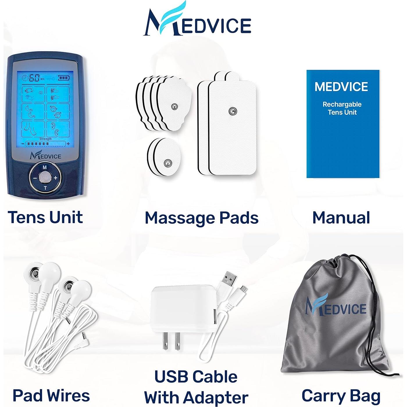 Unidad TENS Recargable MEDVICE 16 Modos Alivio Dolor Muscular