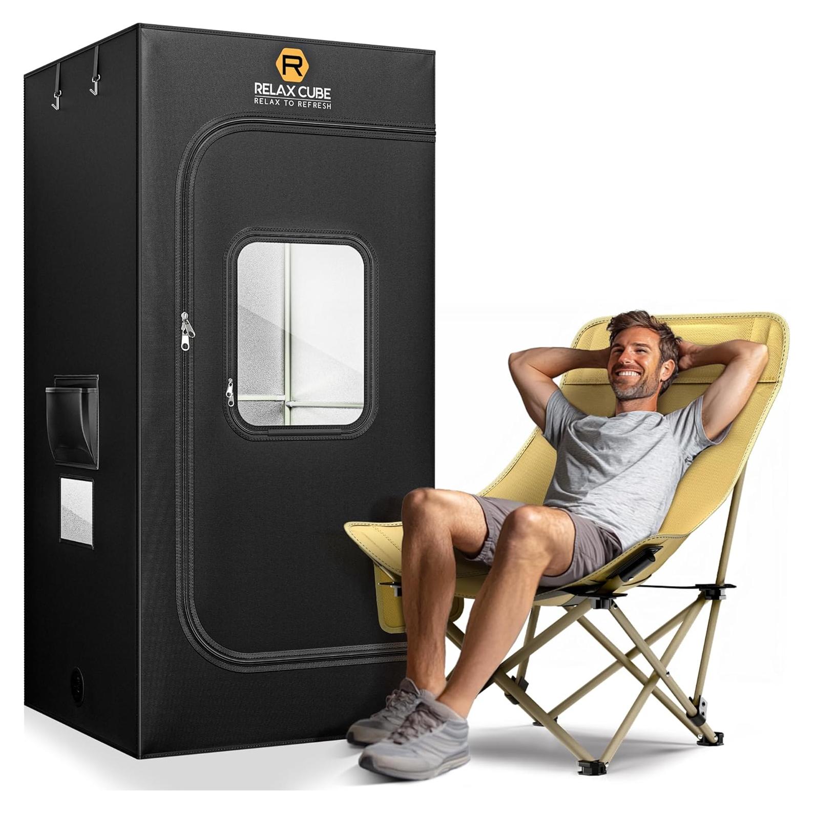 Sauna de Vapor RelaxCube 1200W 3L con Silla Ergonómica