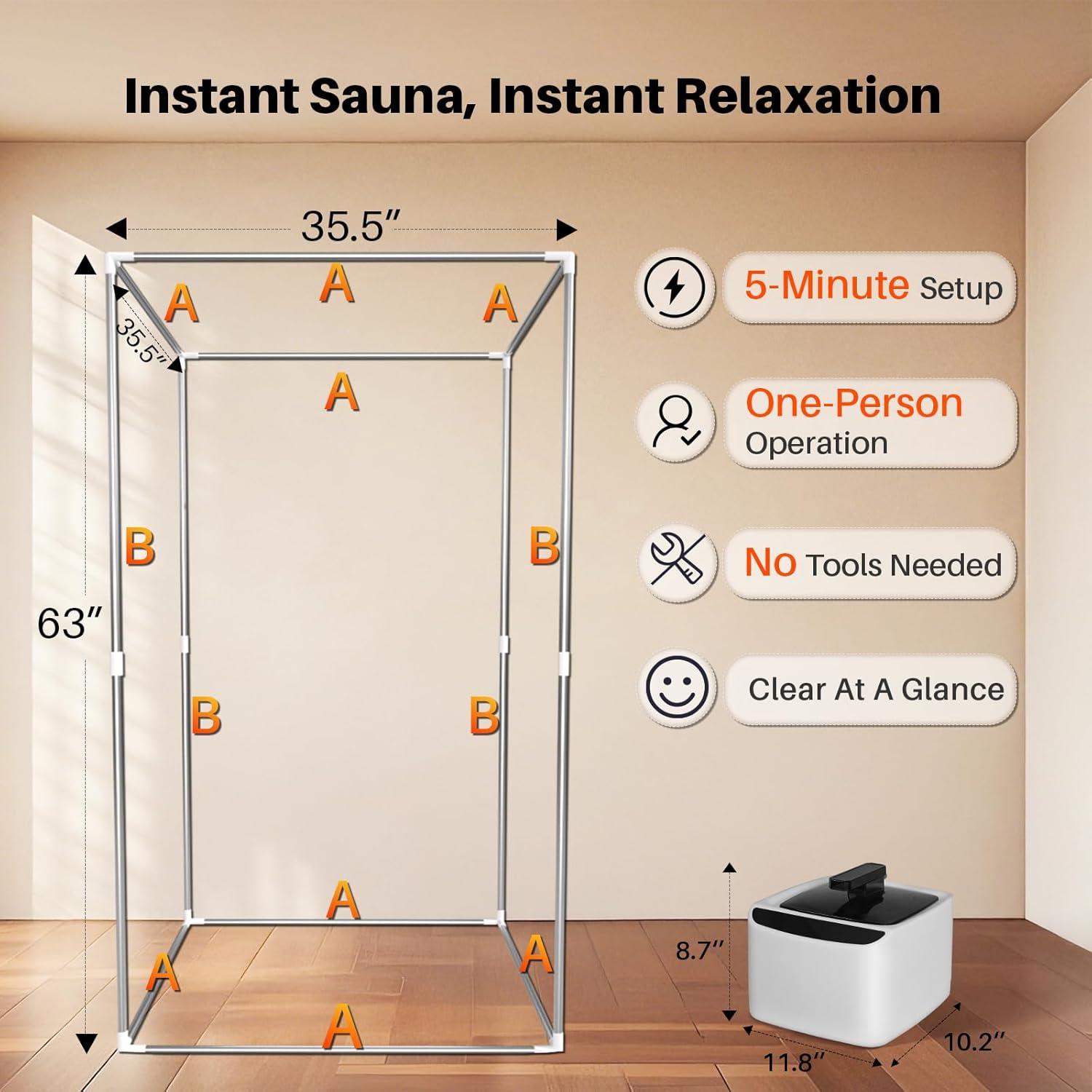 Sauna de Vapor Portátil TOREAD 2.6L 1000W para el Hogar