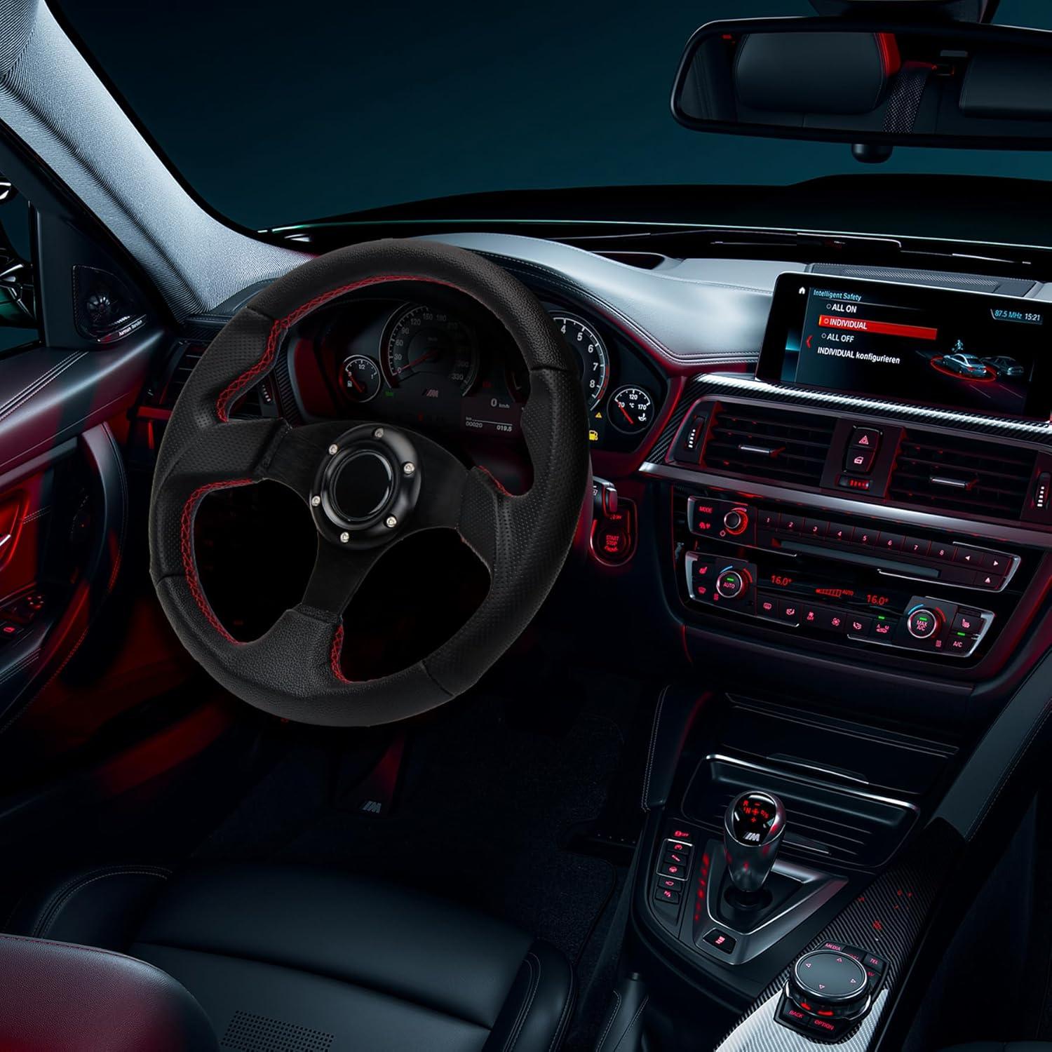 Volante de Carreras YEHICY 320mm Cuero PVC Estilo Drift