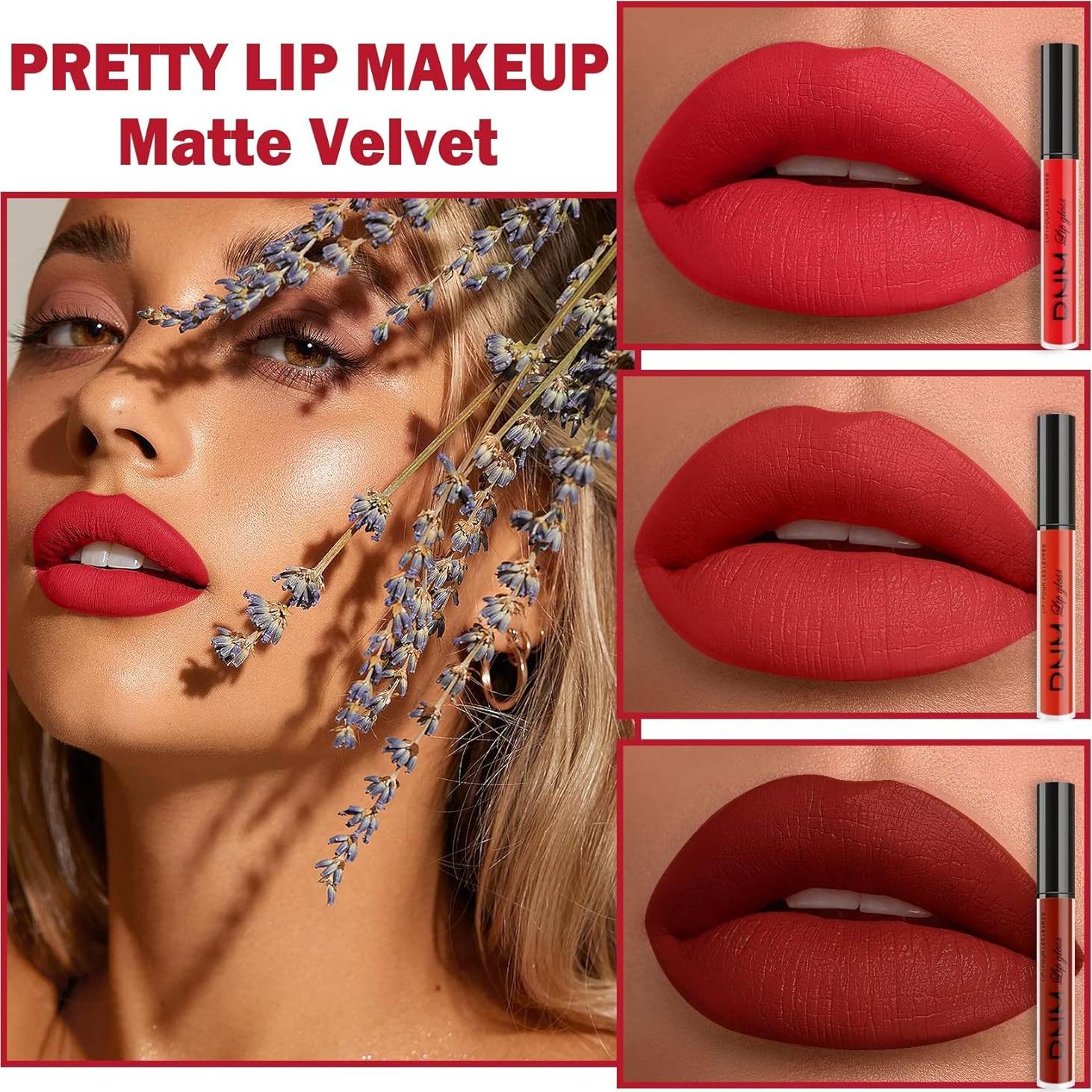 Conjunto de 3 Lápices Labiales Líquidos Mate Rojo Amy's Diary